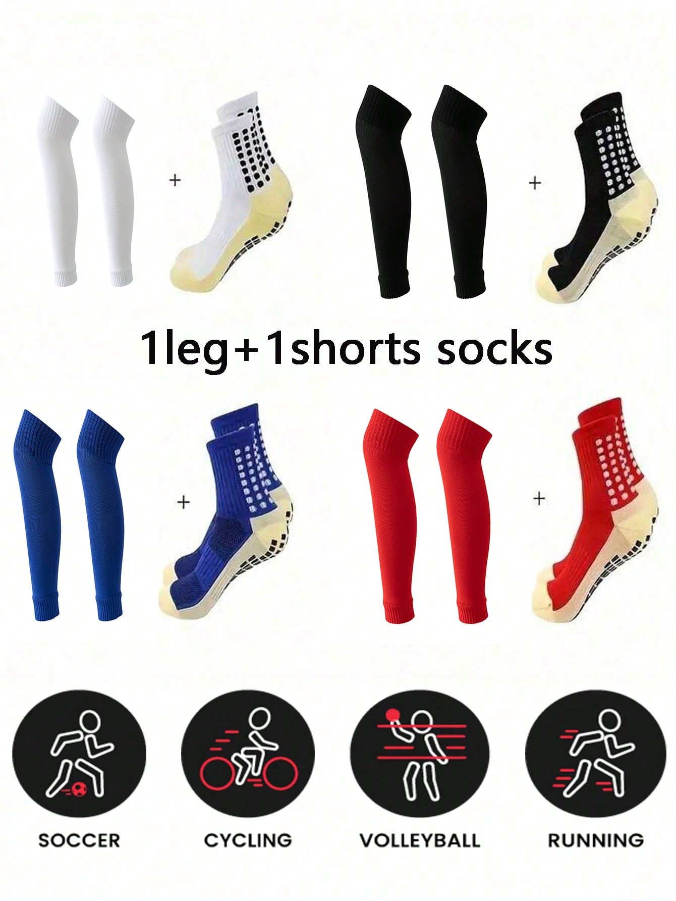 2 Pairs And 1 Pair Of The Most Comfortable Sports Leg Socks, Breathable And Non Slip Silicone Grip, Suitable For Football And Basketball Sports. Suitable For High-Performance Outdoor Sports