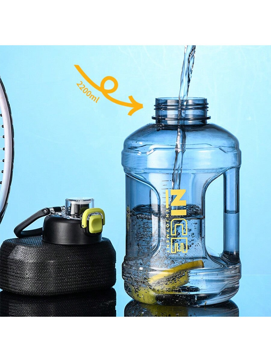 A 2200ml Motivational Sports Water Bottle With A Large Capacity Elastic Lid And Handle, A Ton Bucket, And A Large Water Bottle Cup Suitable For Outdoor Fitness In Summer