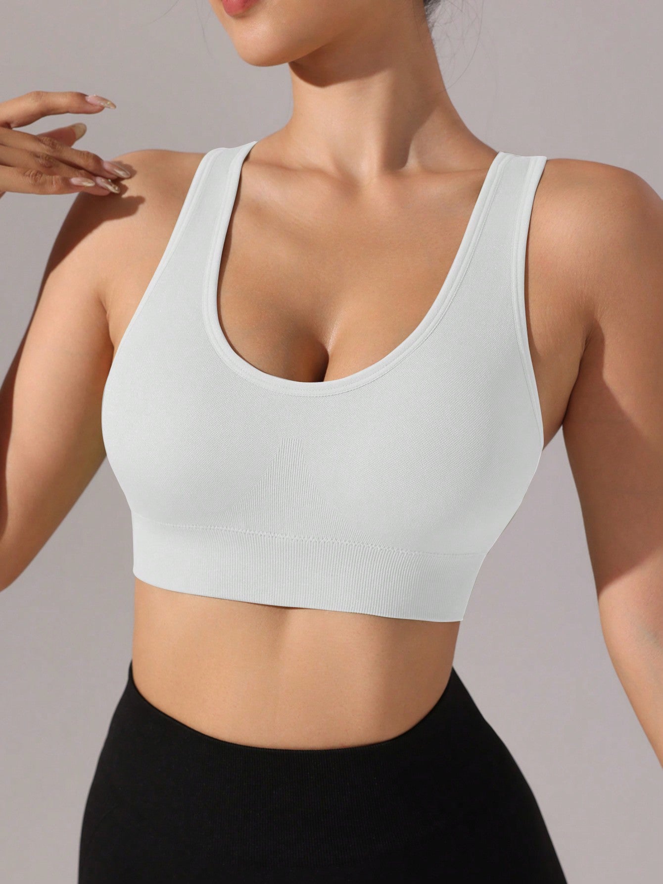 SHEIN Sport Studio Women Seamless Cross Back Sports Bra Sets