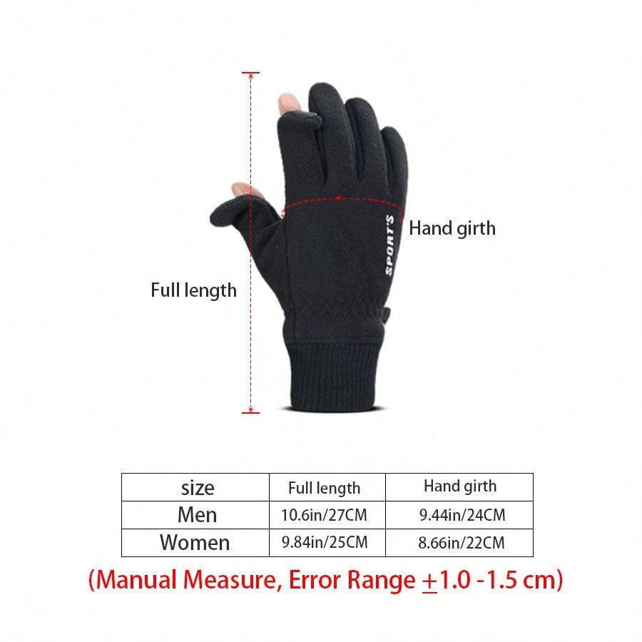 1pair Unisex Warm Thick Fleece Lined Windproof Touchscreen Gloves For Outdoor Sports, Winter Thermal, Winter Gloves, Hand Warmer, Ski Gloves, Snow Gloves