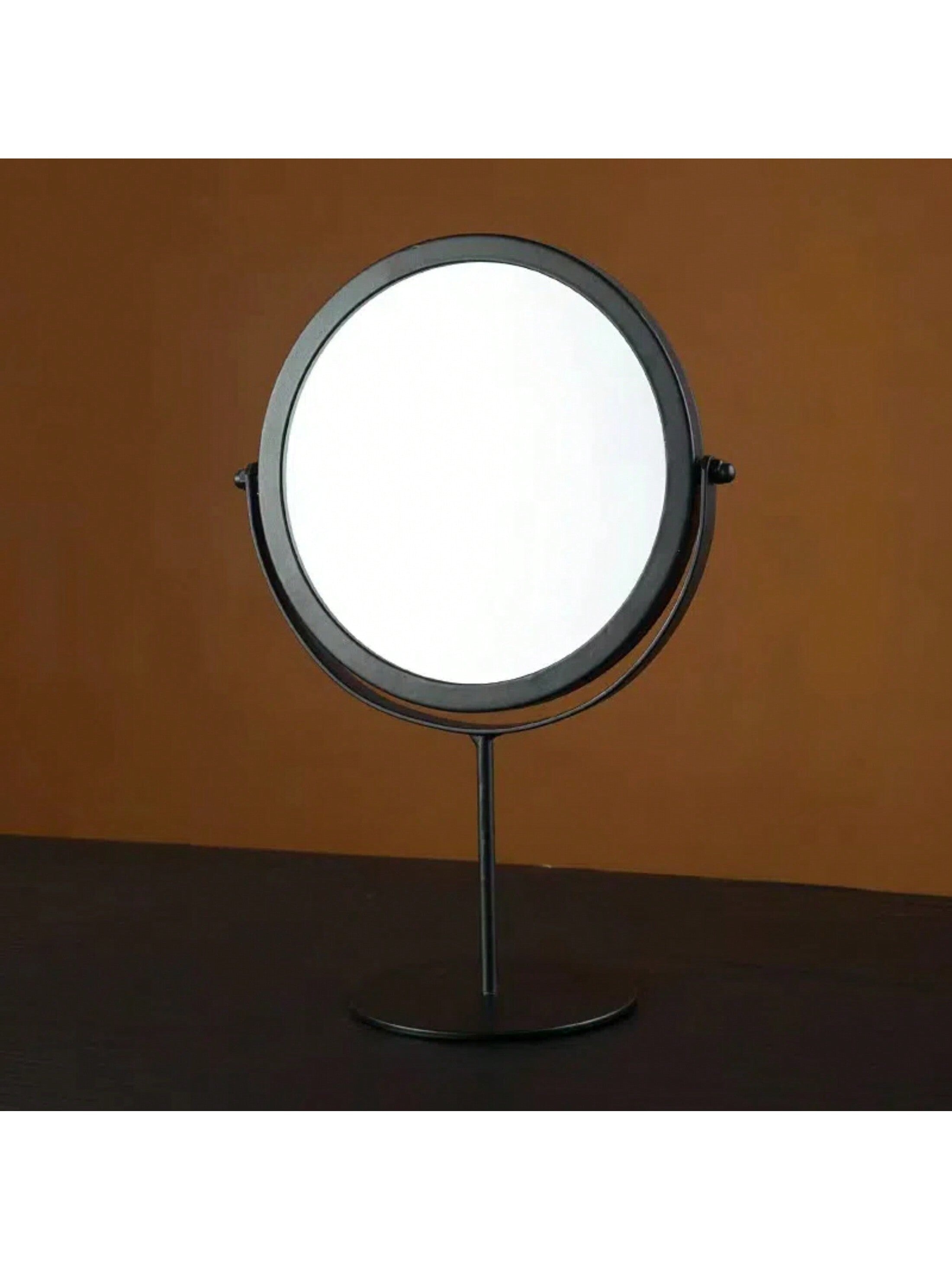 1pc Nordic Style Desktop Iron Vanity Mirror With Round Golden Frame, Modern