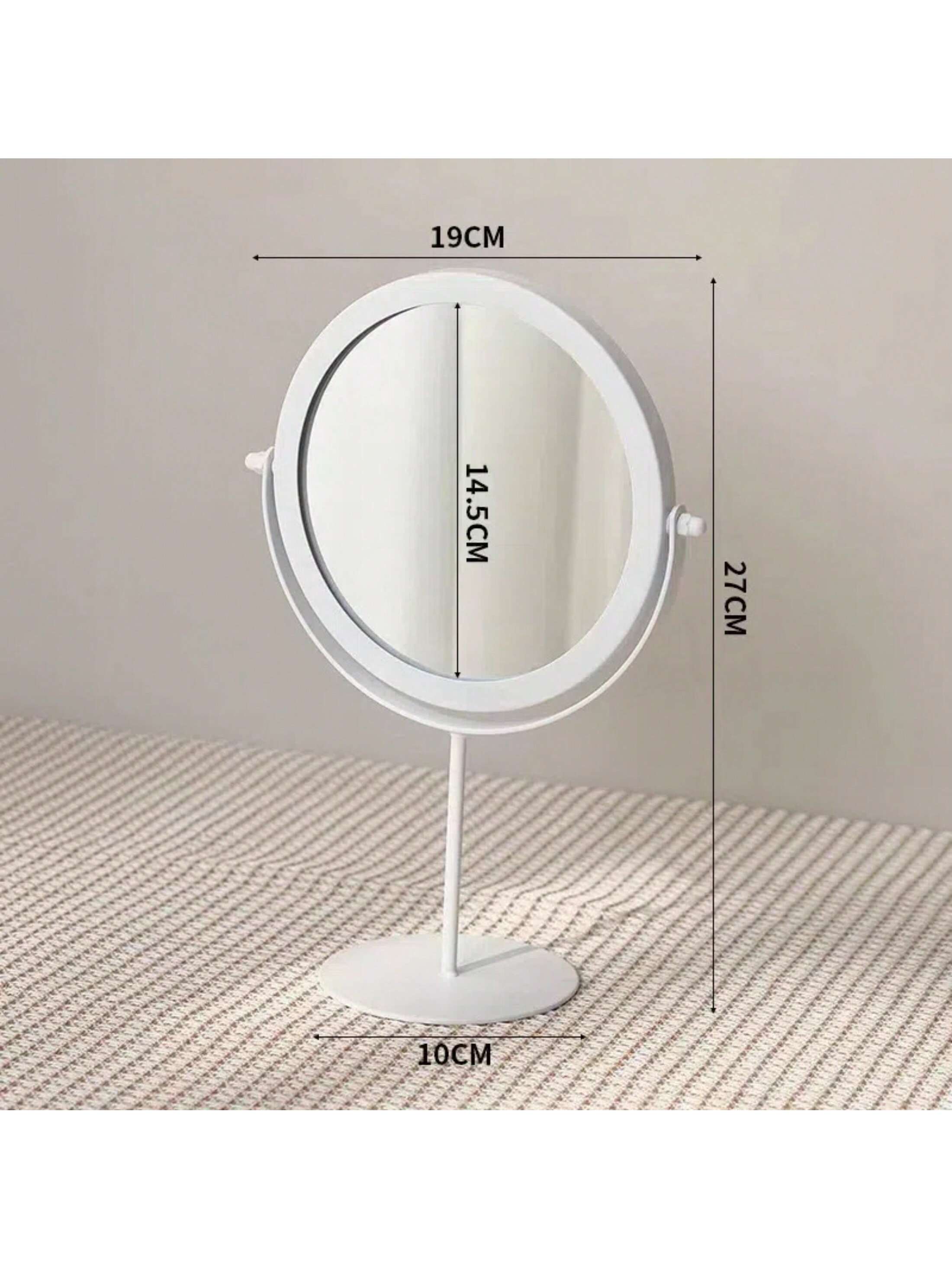 1pc Nordic Style Desktop Iron Vanity Mirror With Round Golden Frame, Modern