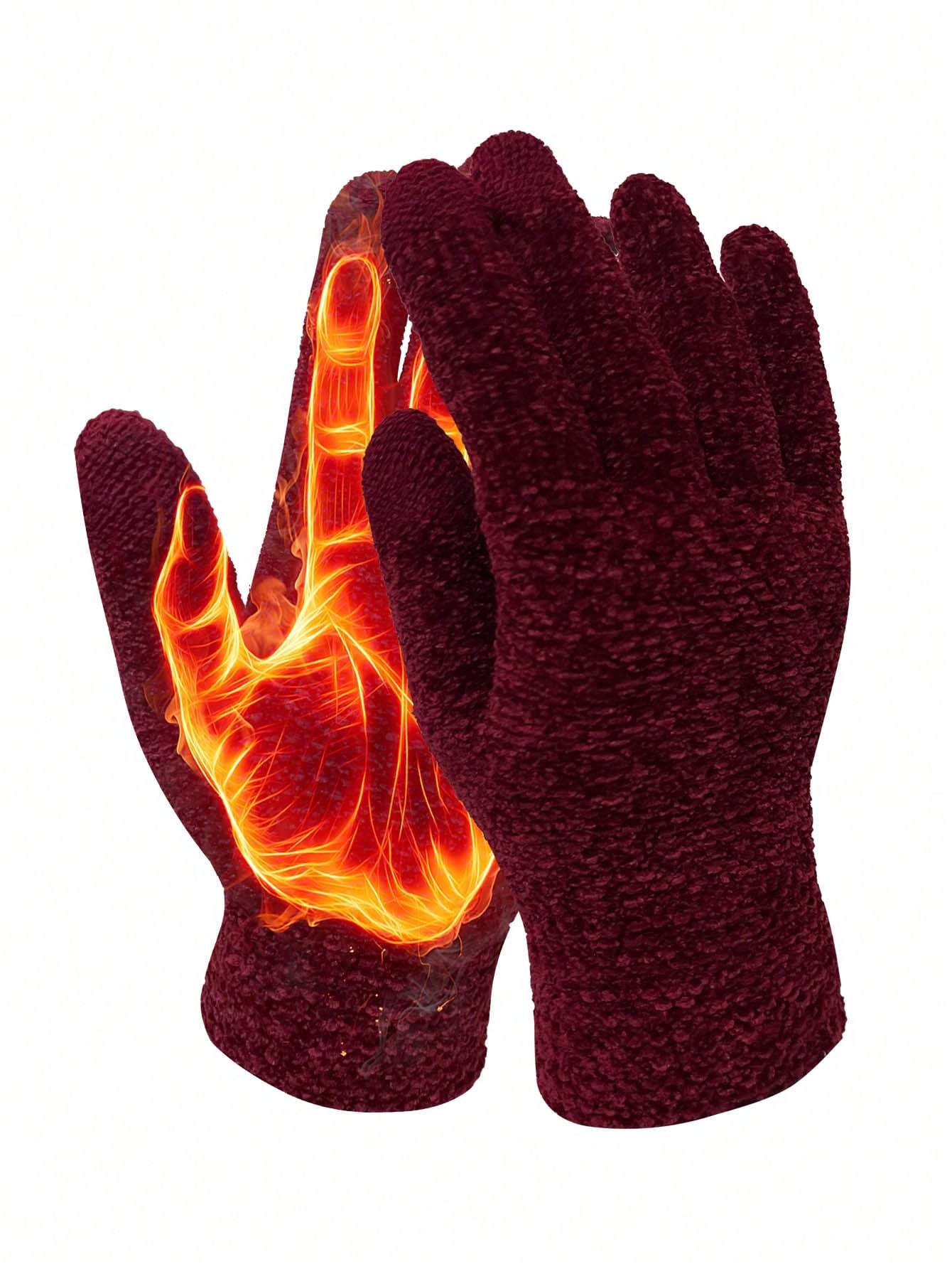 1 Pair Unisex Winter Gloves - Upgraded Touchscreen Finger Design, Warm Knitted Gloves For Cold Weather, Running, Driving - Fashionable Thick