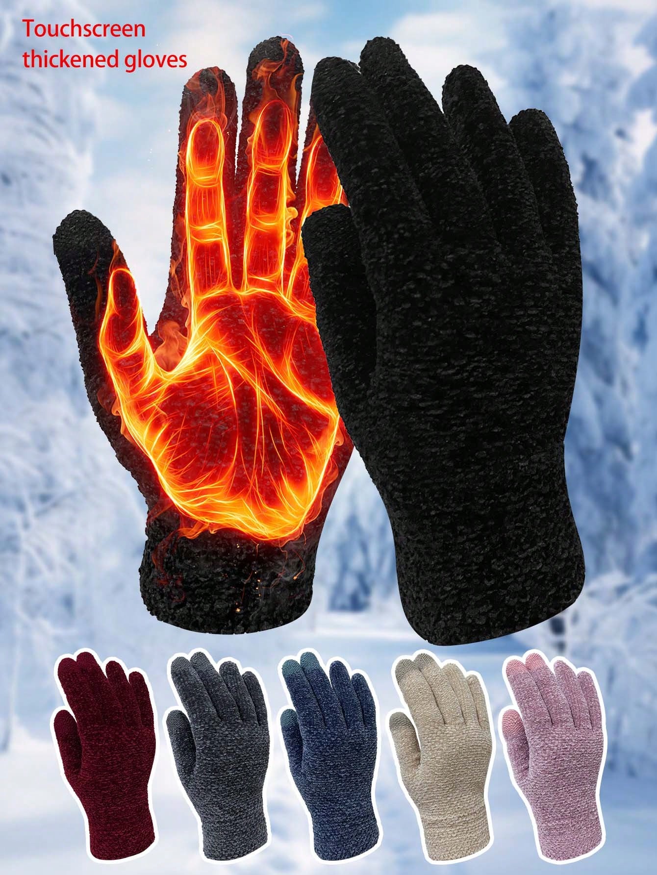 1 Pair Unisex Winter Gloves - Upgraded Touchscreen Finger Design, Warm Knitted Gloves For Cold Weather, Running, Driving - Fashionable Thick