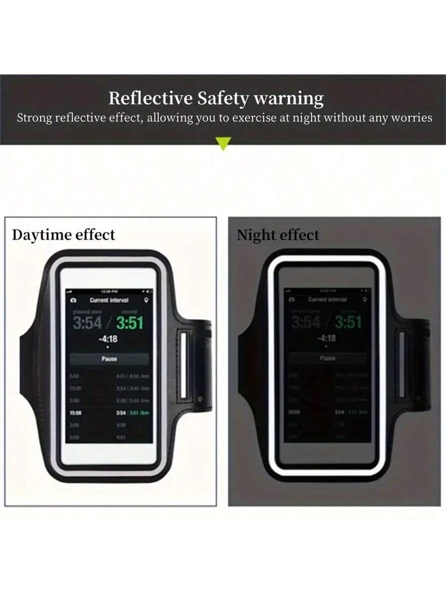 Black Fitness Running Phone Armband, Made Of Touch Screen PVC Material - Fits Up To 6 Inch Smartphones, Suitable For Outdoor Sports And Cycling