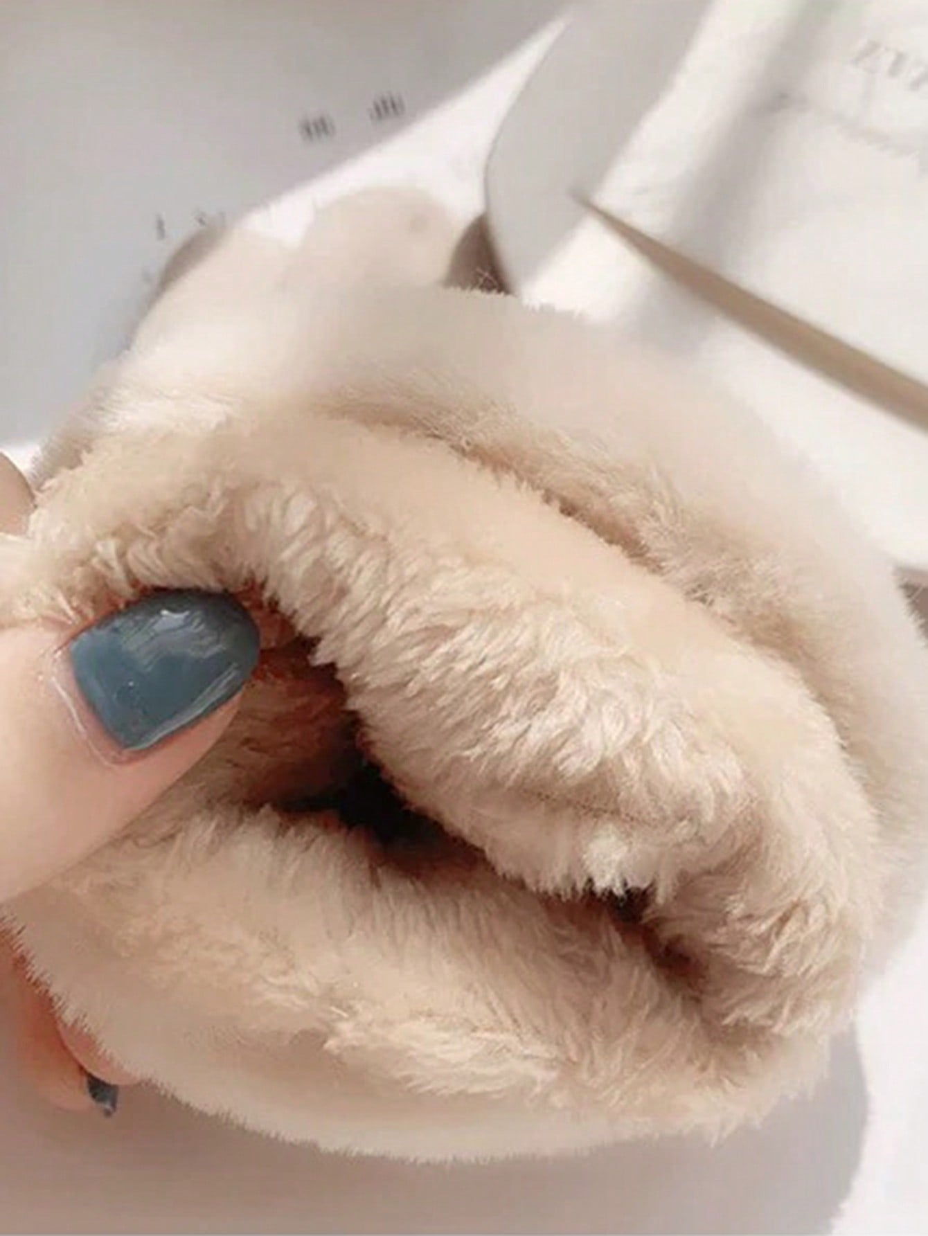 Wool Patchwork Fluffy Five-Finger Warm Thick Minimalist Gloves