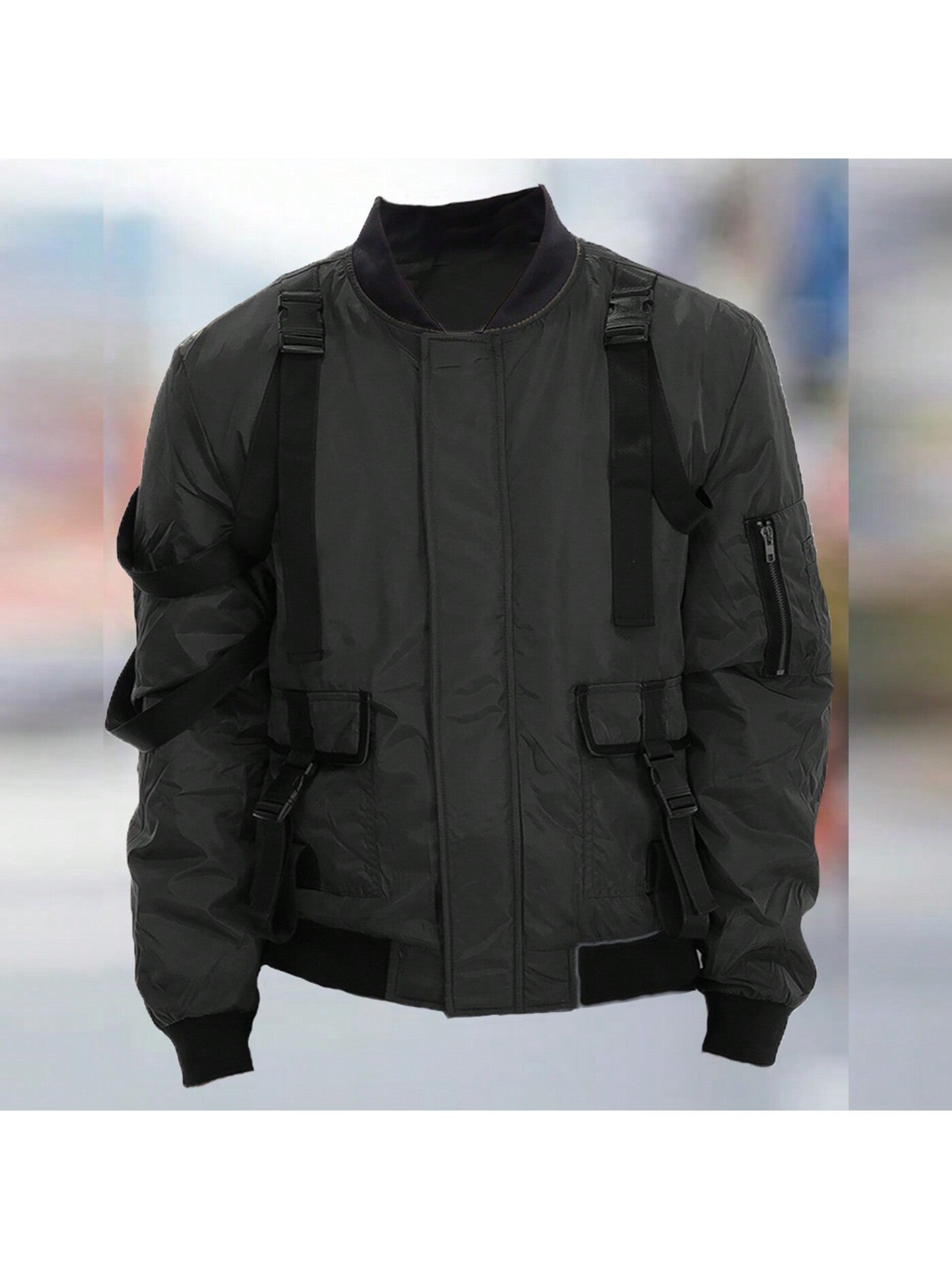 Mens Tactical Zip Up Bomber Jacket Streetwear Padded Outerwear Zip Up Coat