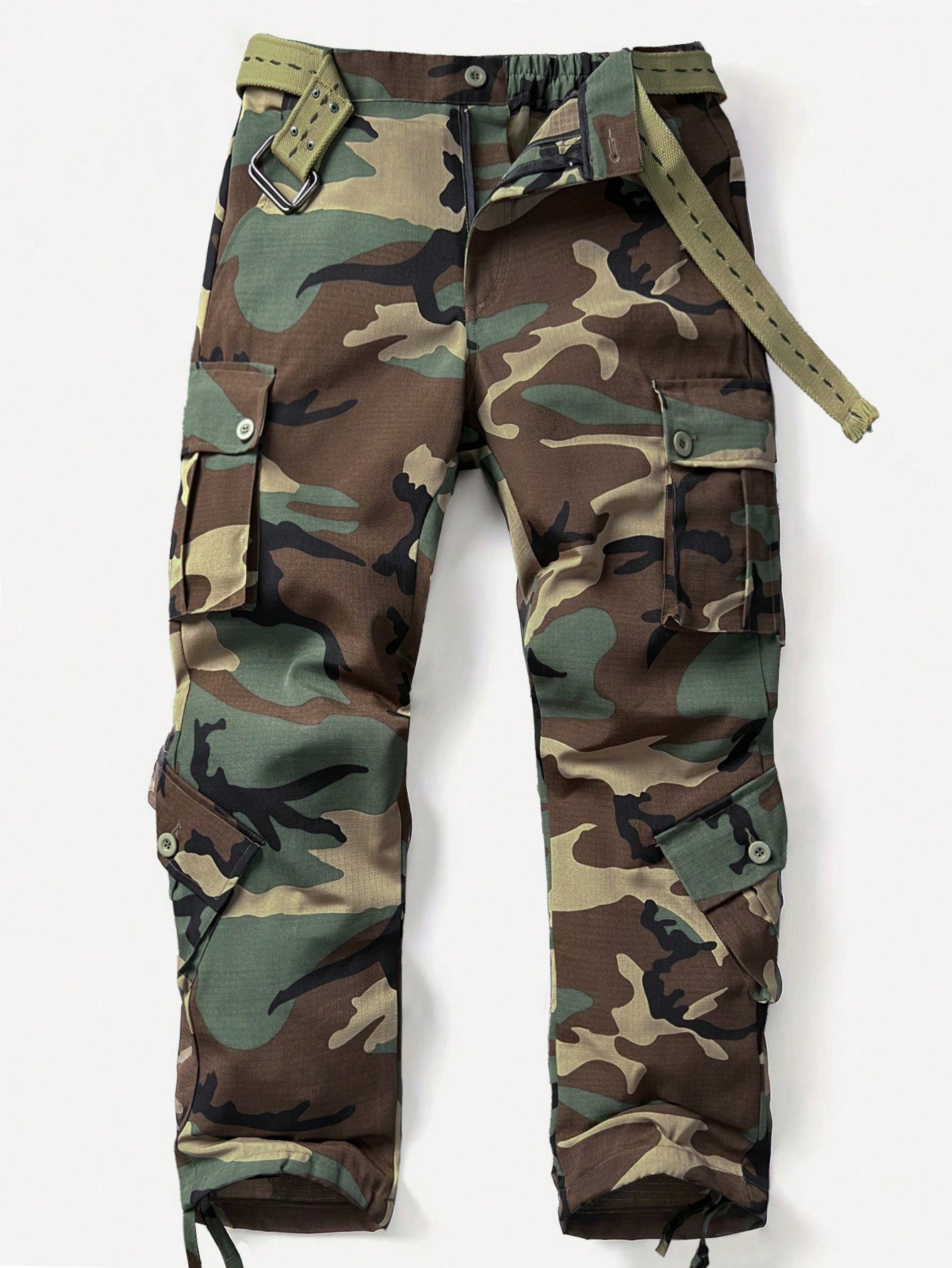 Manfinity LEGND Men's Casual Camouflage Printed Utility Pants, Going Out Long Straight Leg Cargo Pants, For Husband, Boyfriend Gifts