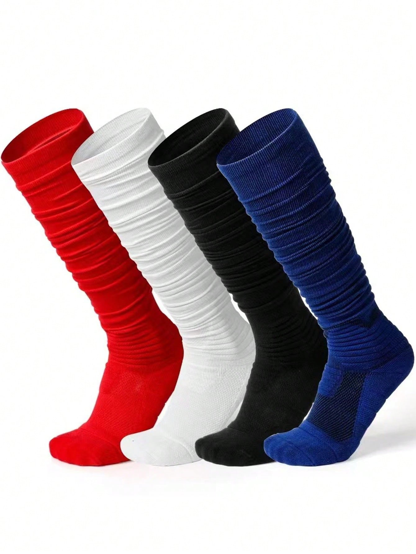 1/4 Pairs Non-Slip Sports Socks Football/Soccer Knee High Socks Unisex Thick Cushion Crew Socks For Training