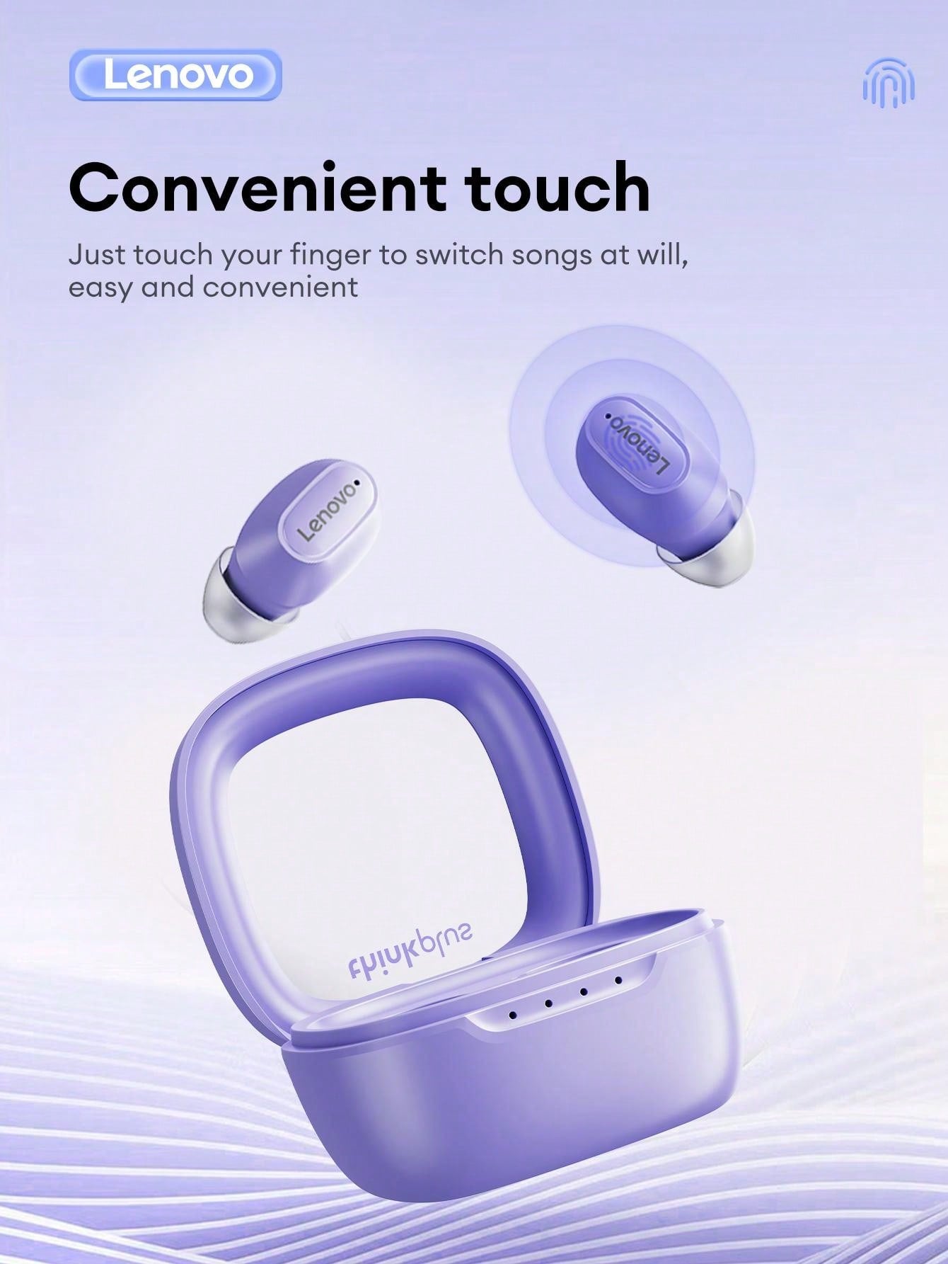 Lenovo XT62 Bluetooth Earphones, Half-In-Ear Style, High Definition Stereo Surround Sound Quality, Music