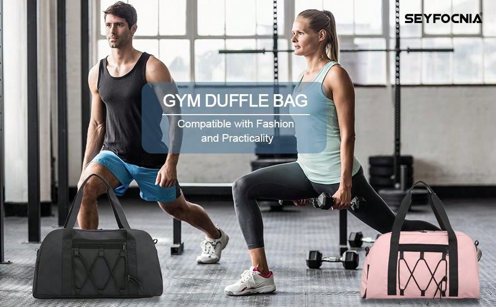 Gym Bag For Men Women, Sports Duffle Bag With Wet Pocket Carry On Bag Weekender Bag Travel Duffel Bag