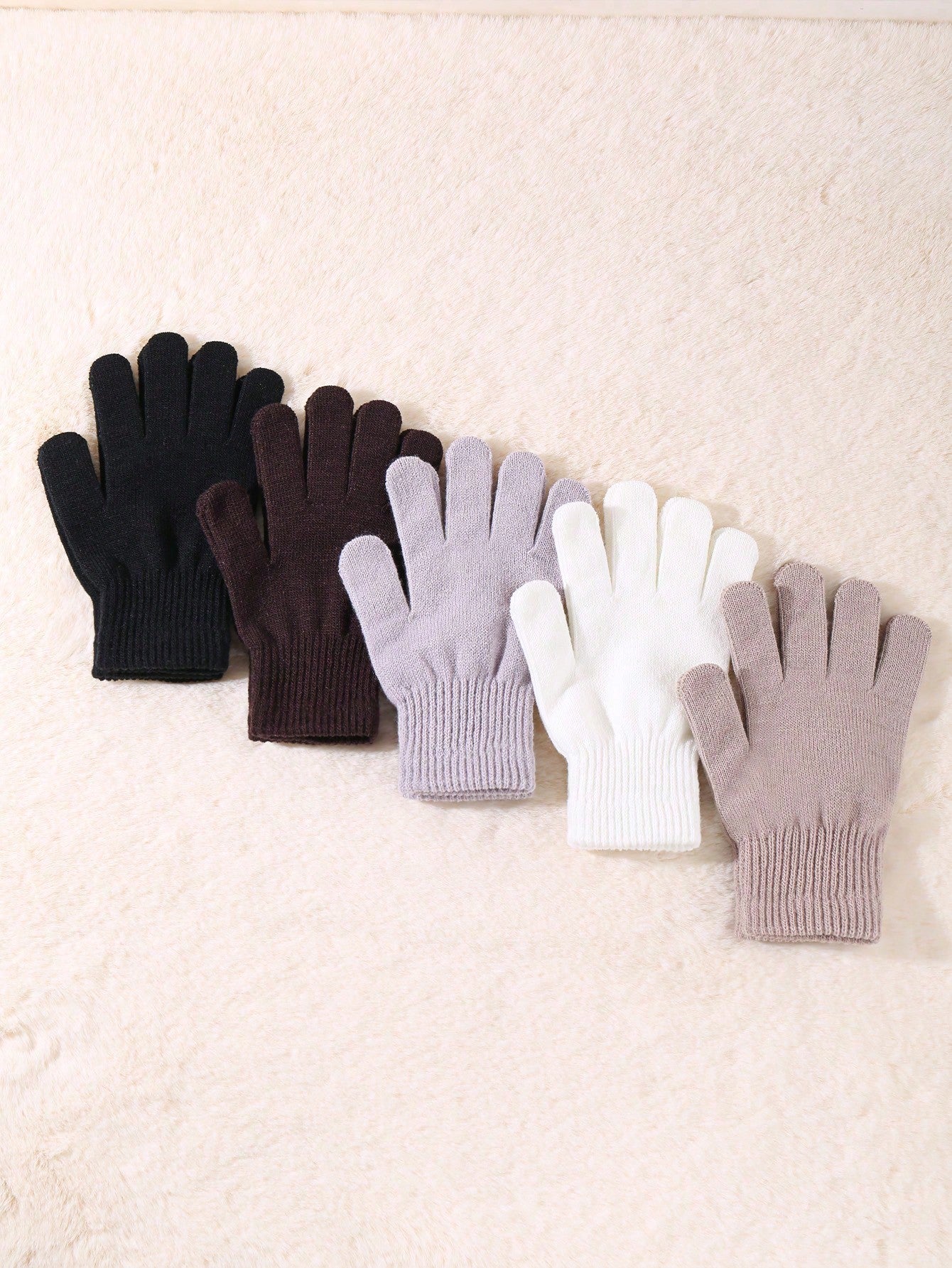 6 Pairs Winter Magic Gloves Black Knit Gloves Warm Stretchy Gloves For Cosplay Costume Cold Weather Halloween