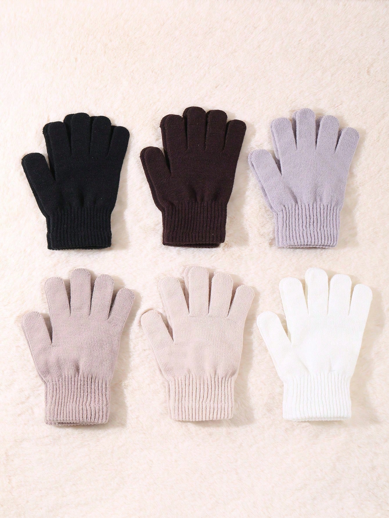 6 Pairs Winter Magic Gloves Black Knit Gloves Warm Stretchy Gloves For Cosplay Costume Cold Weather Halloween