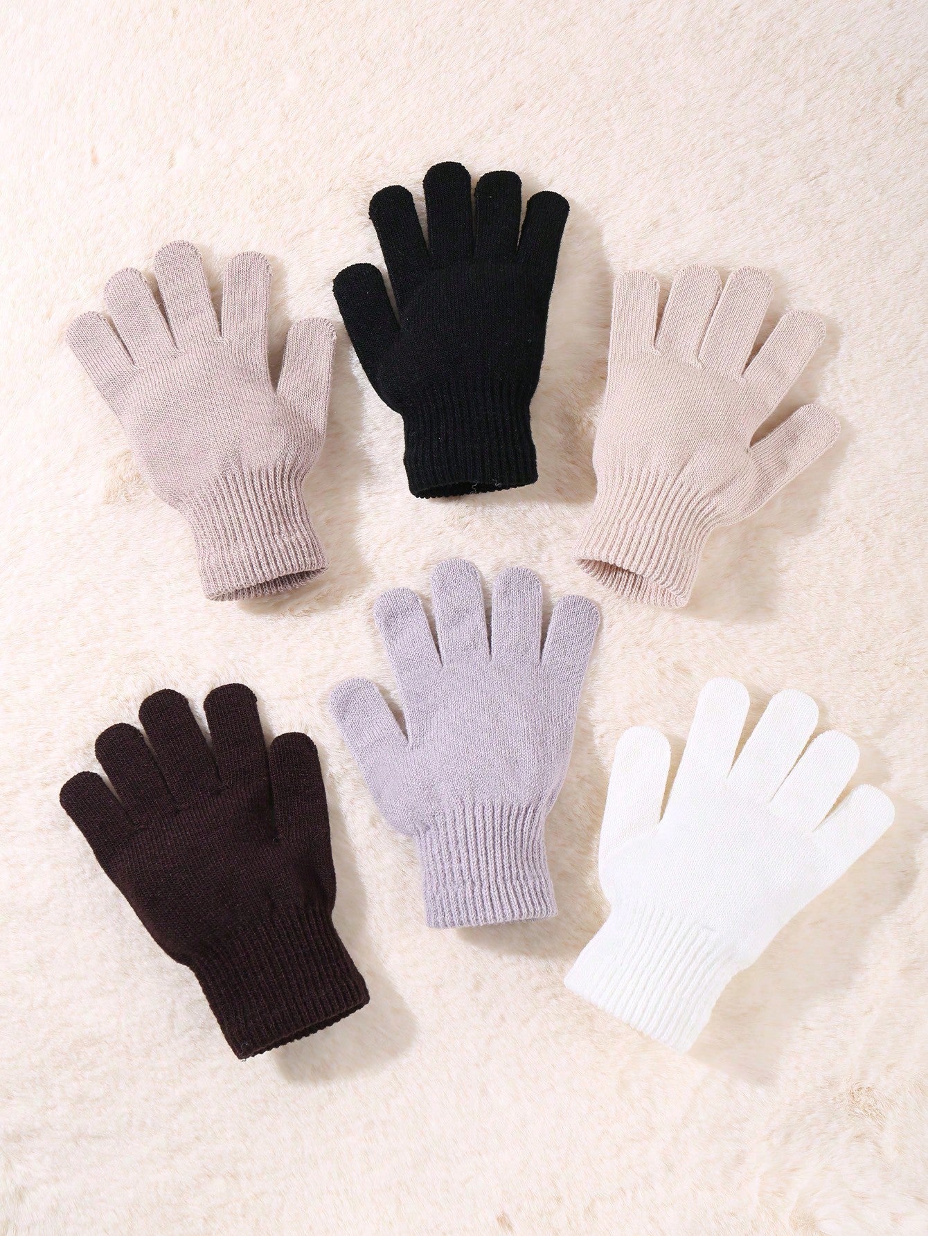 6 Pairs Winter Magic Gloves Black Knit Gloves Warm Stretchy Gloves For Cosplay Costume Cold Weather Halloween