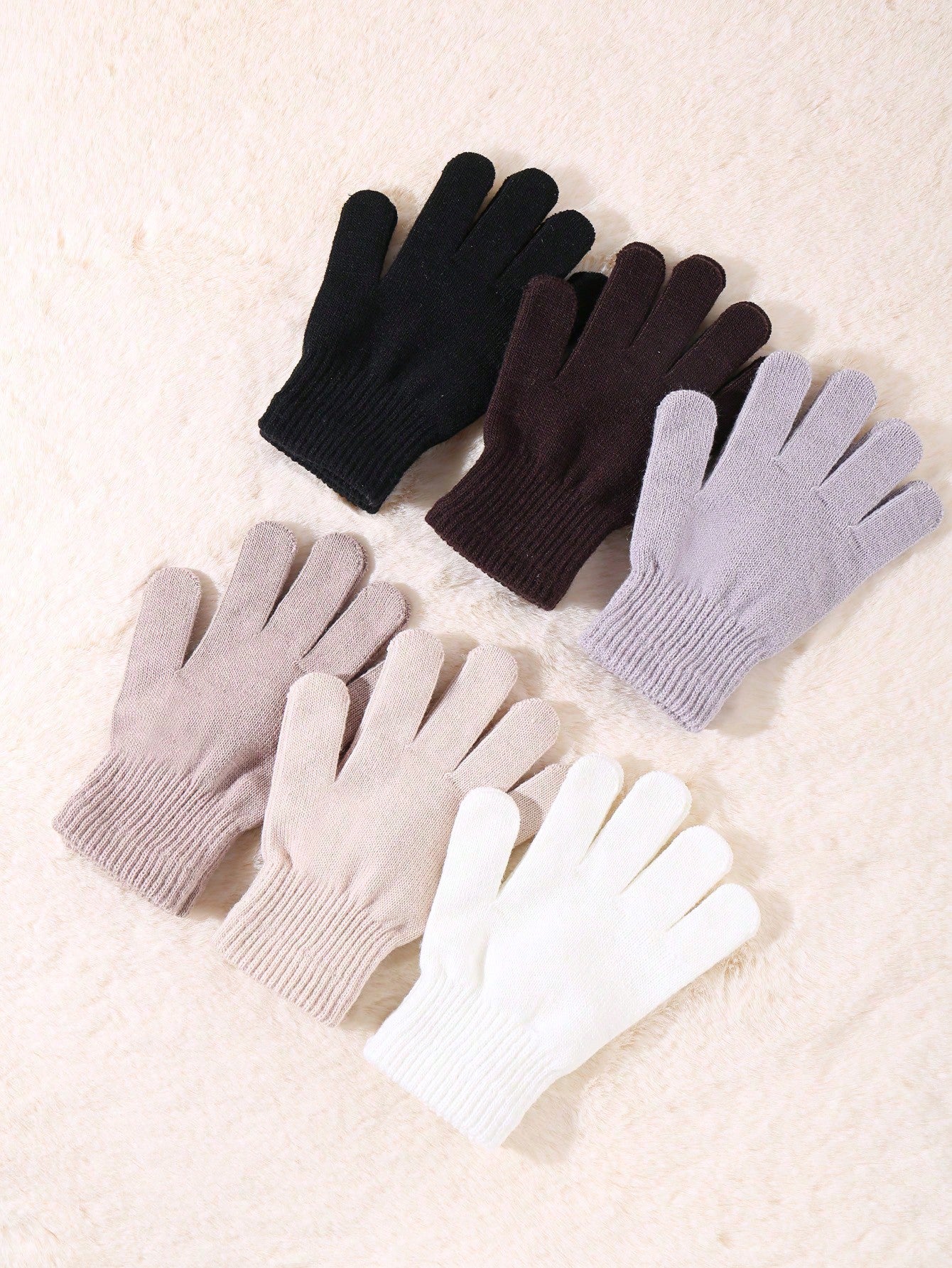 6 Pairs Winter Magic Gloves Black Knit Gloves Warm Stretchy Gloves For Cosplay Costume Cold Weather Halloween