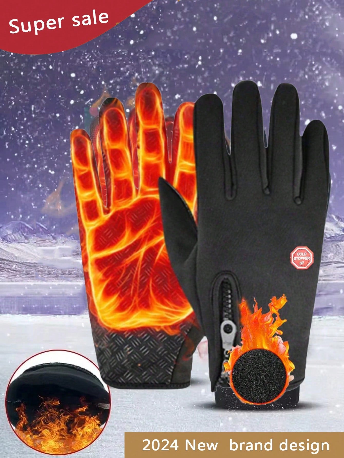 1pair Winter Warm Motorcycle Gloves, Waterproof