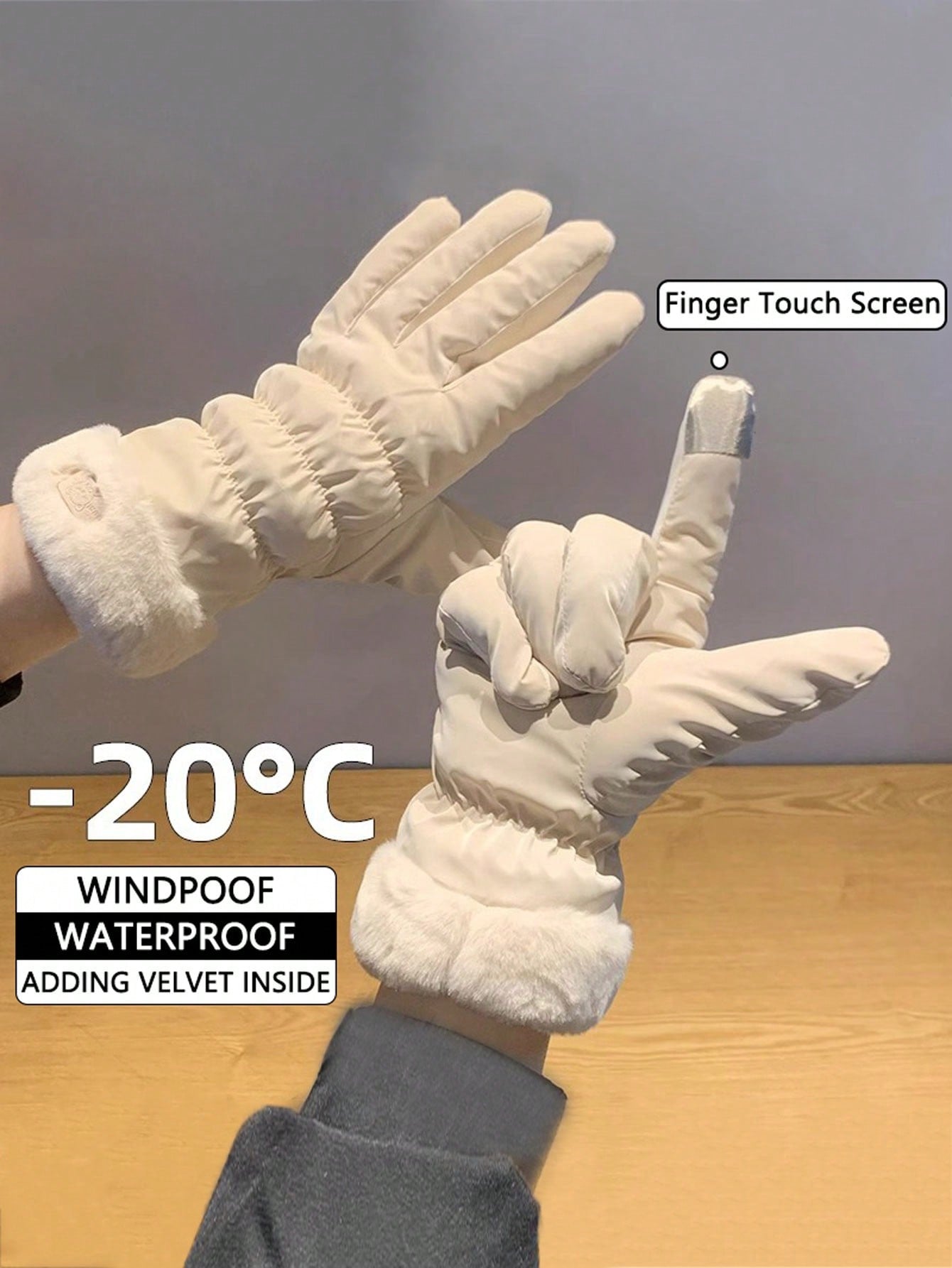 1 Pair Women's Winter Gloves, Thickened And Plush-Lined Touch Screen Warm Gloves For Riding, Mountaineering, Skiing, Windproof And Cold-Resistant, Motorcycle Plush Gloves Halloween Accessories Winter Gloves