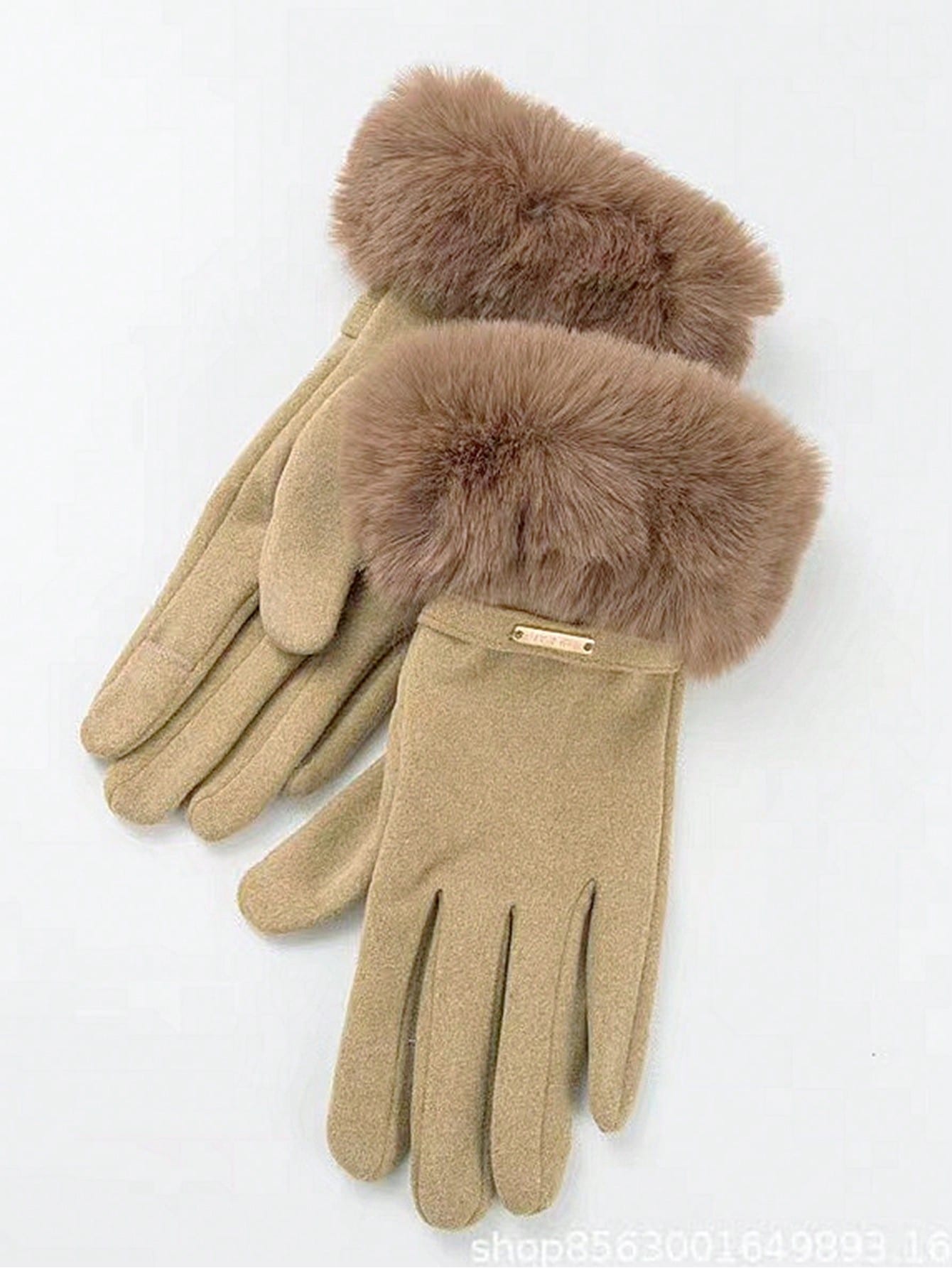 1pair Dual-Finger Touchscreen Fleece Gloves With Long Cuff For Women, Thickened