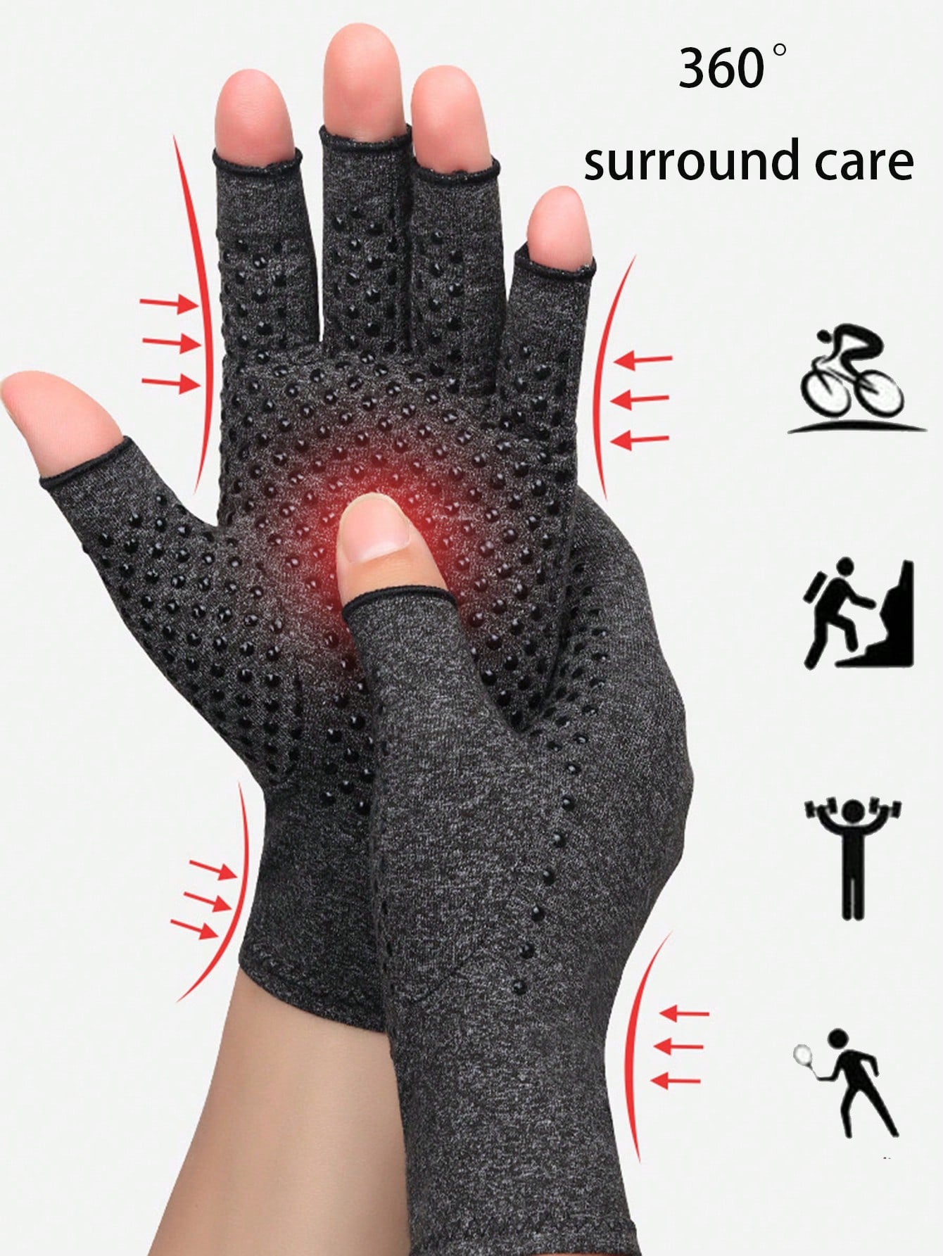 Adhesive Anti-Slip Sports Gloves Compression Joint Elastic Pressure Training Fitness Fingerless Gloves