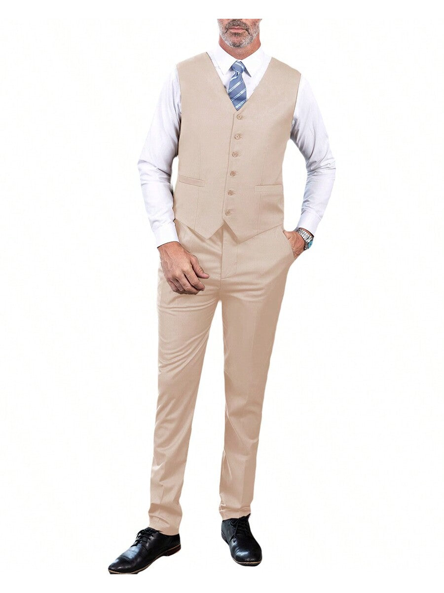 Mens Suit 3 Piece Suit One Buttons Formal Business Wedding Prom Suit Male Groom, Blazer Vest Pant