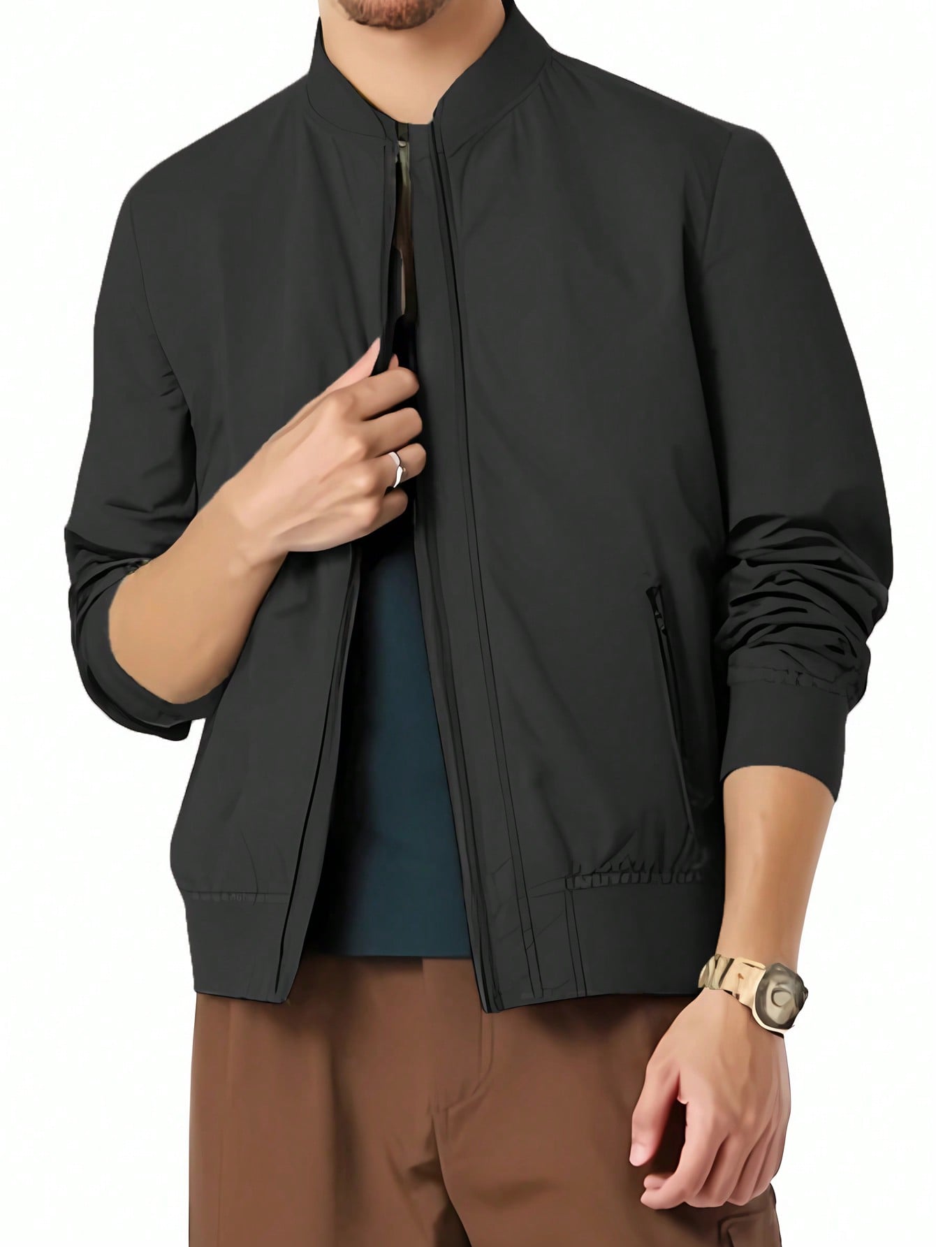 Men's Lightweight Windproof Rain Jacket, Outdoor Baseball Jacket Men's Golf Jacket Simple Soft Shell Men's Jacket