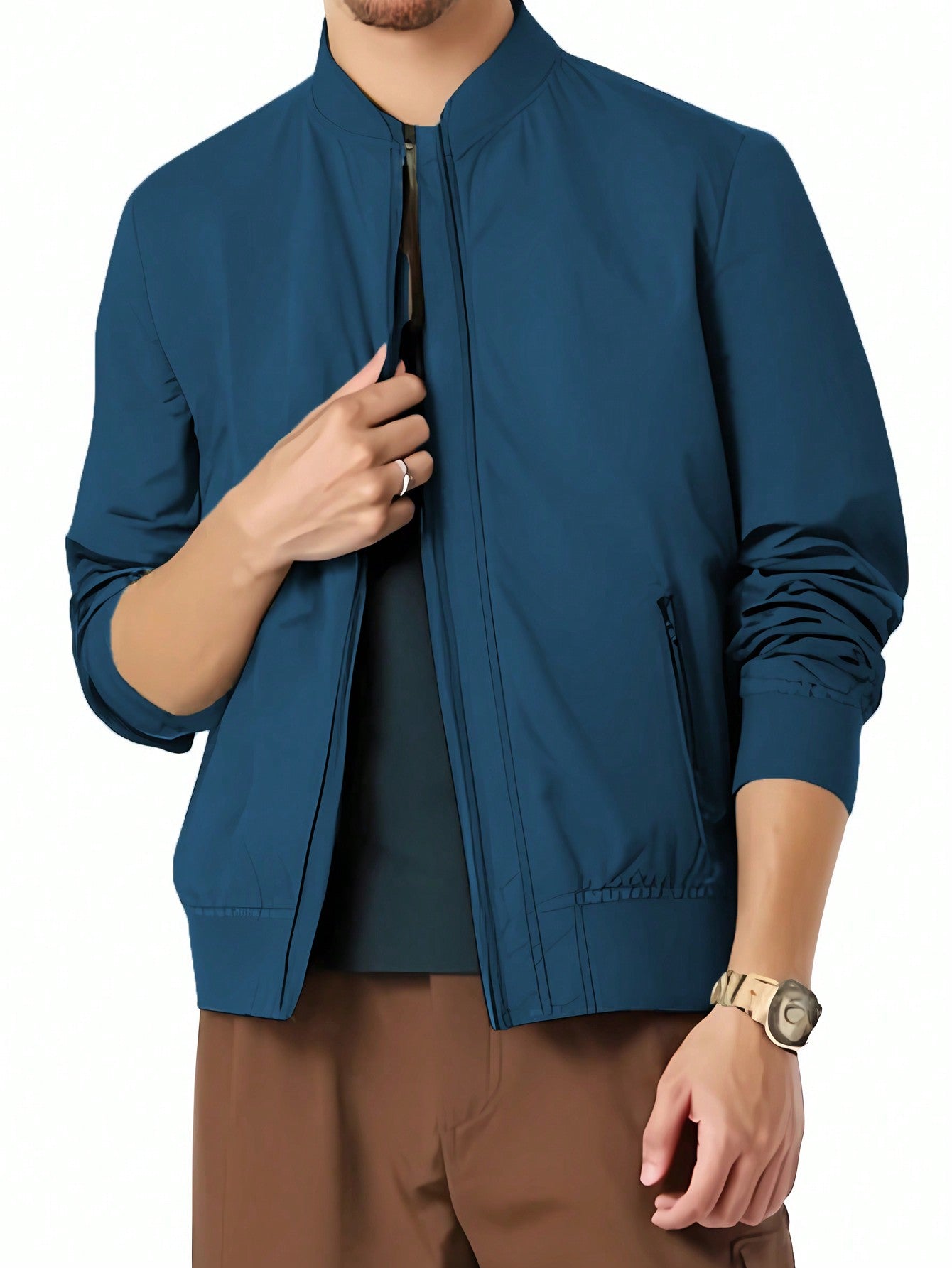 Men's Lightweight Windproof Rain Jacket, Outdoor Baseball Jacket Men's Golf Jacket Simple Soft Shell Men's Jacket