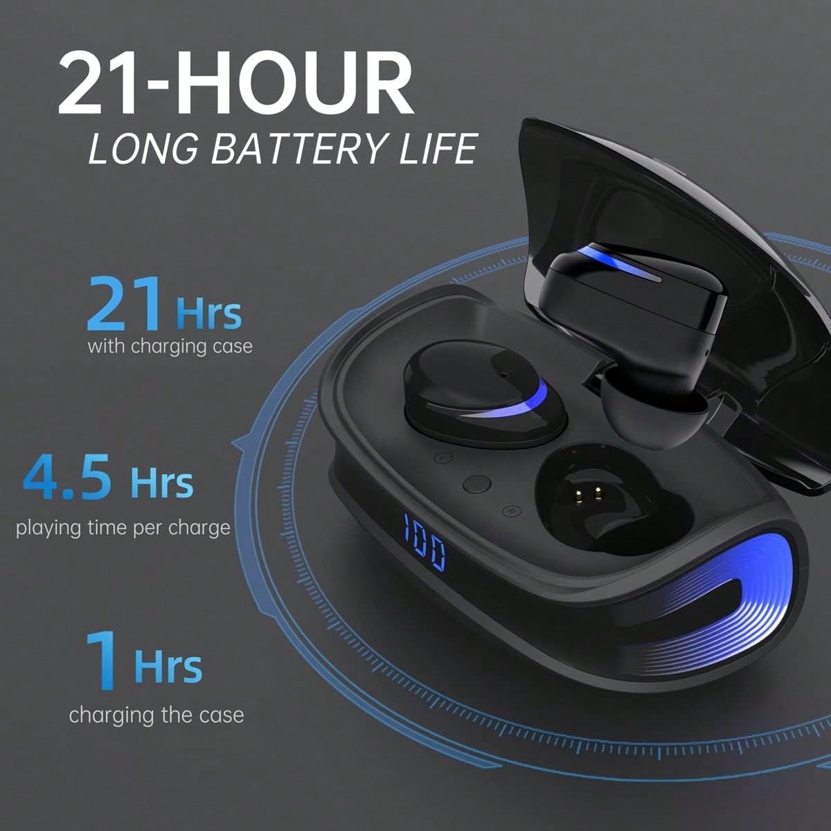 Wireless Earbuds, Cshidworld TWS Earbuds, Bt 5.0 Headphones, IPX8, Built-In Mic, Charging Case