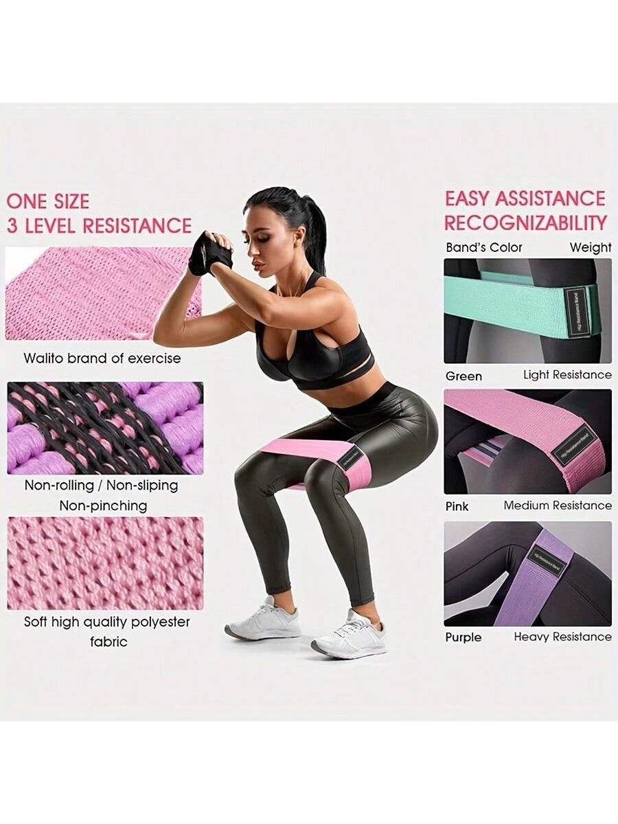 1/3pcs Fitness Elastic Bands With Resistance Level, Exercise Training Tension Fabric Belt For Body Stretching, Yoga Pilates Workout Equipment,Suitable For Gym And Home Workouts