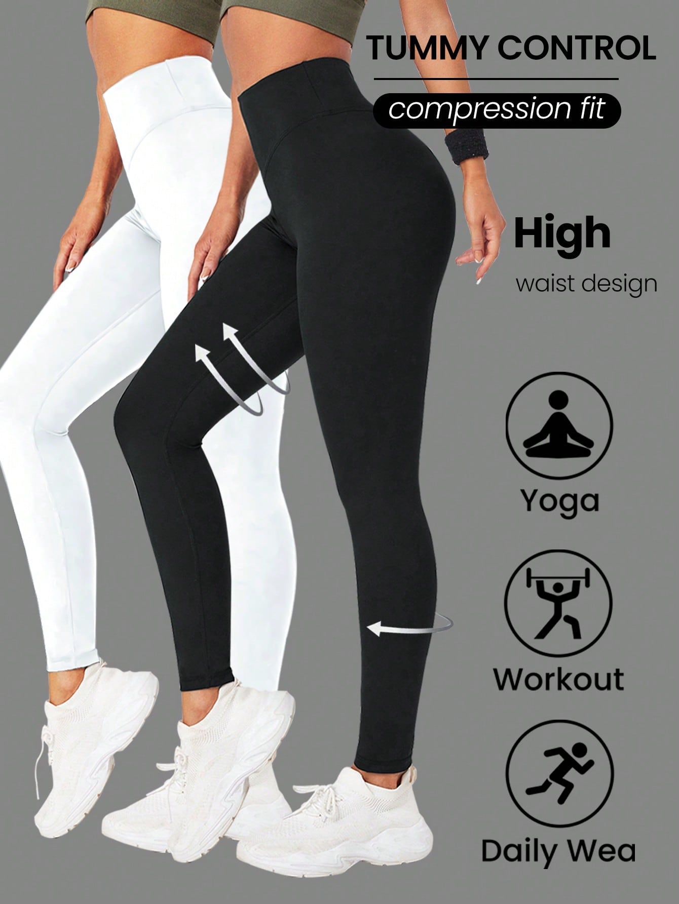 SHEIN Sport Lifespree Women's Solid High Waist Casual Fitness Leggings