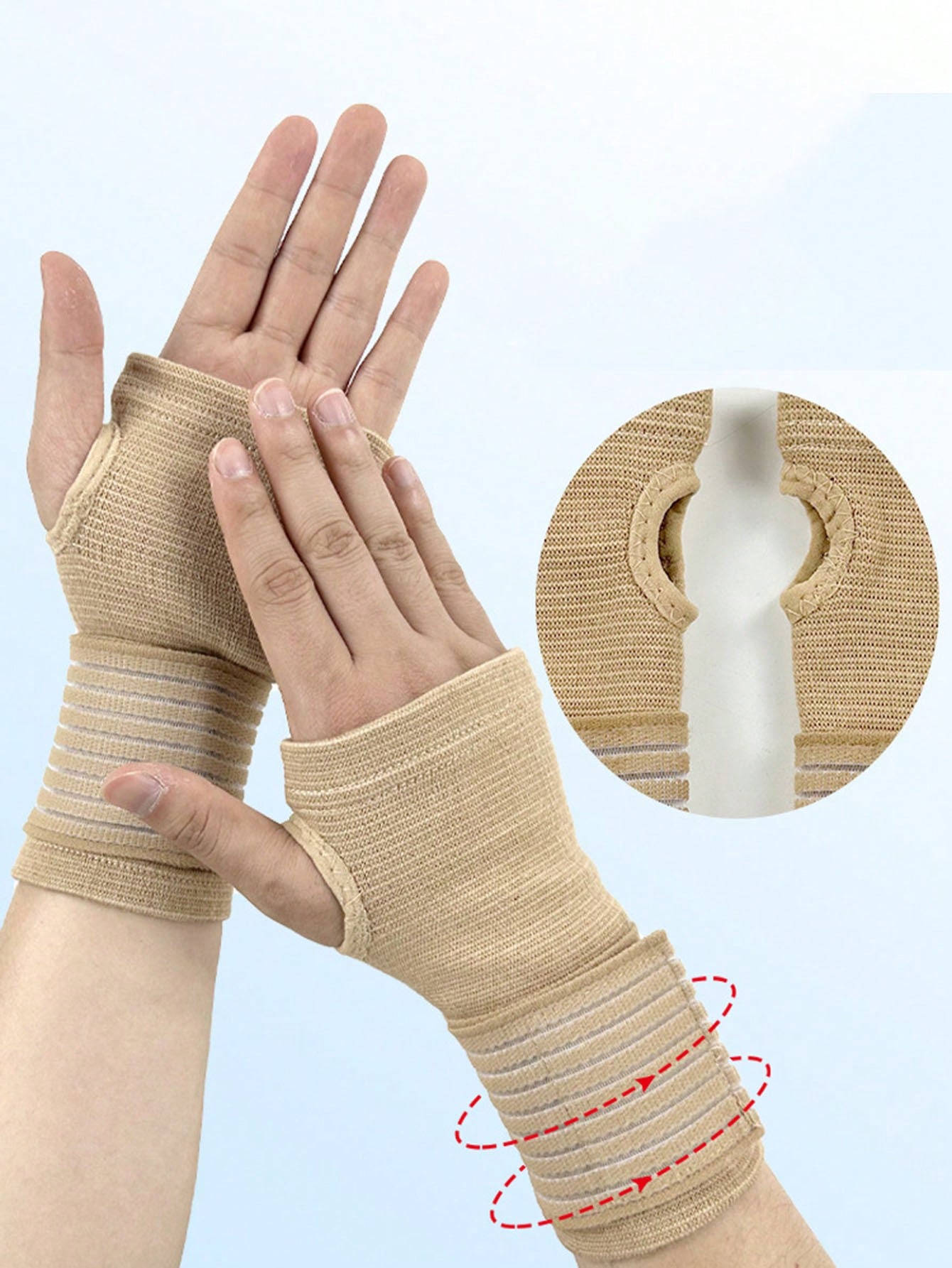 1pc Sports Wrapped Compression Wrist Guard Gloves, Outdoor Fitness Cycling Protective Gloves, Thick Palm Wrist Sleeve