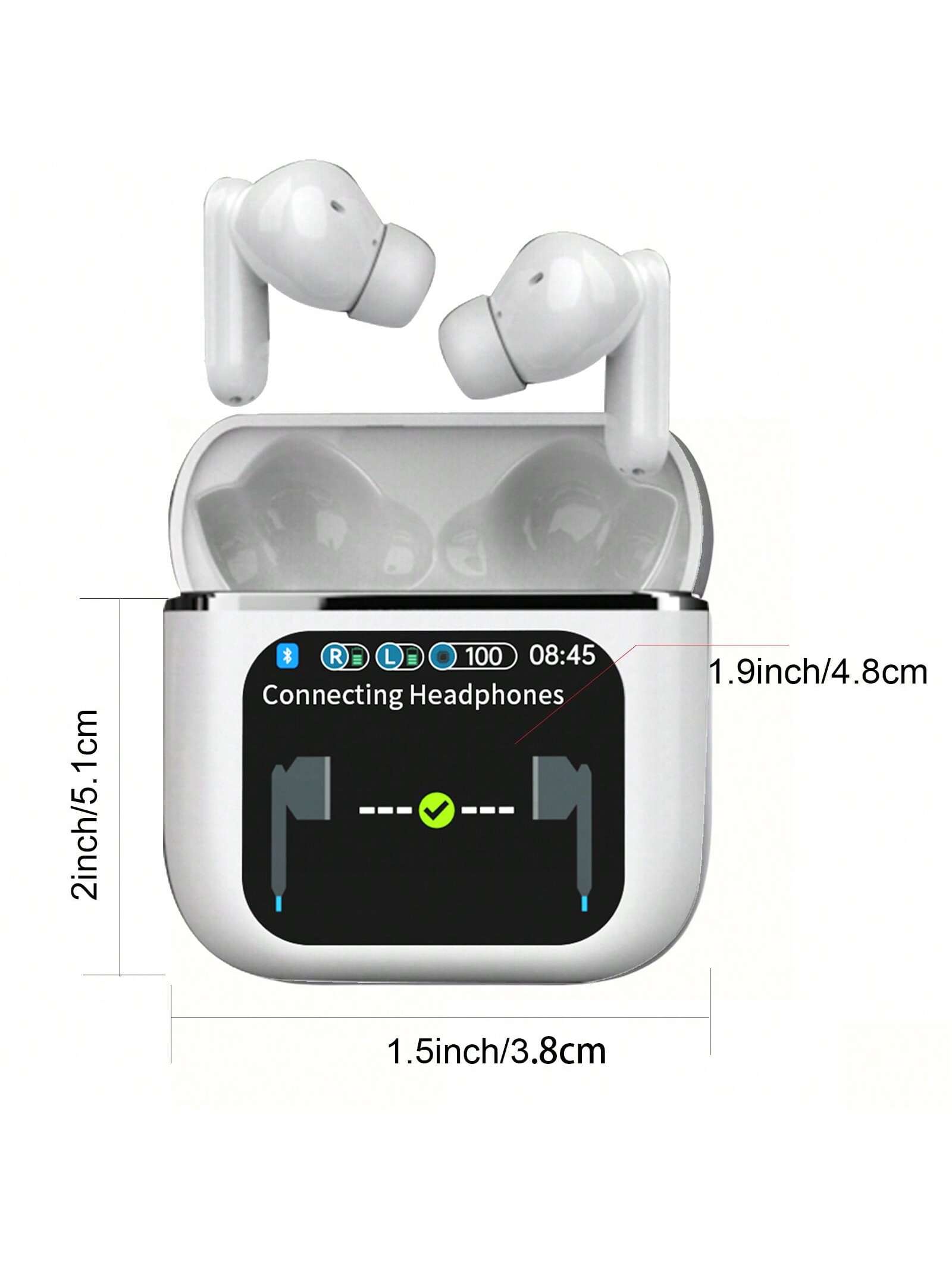 Mishcdea Smart Touch Screen Bluetooth 5.4 Wireless Earbuds In-Ear Headphones With Mic, 40H Playtime, IP4 Waterproof, Deep Bass, Touch Controls For Sports, Travel