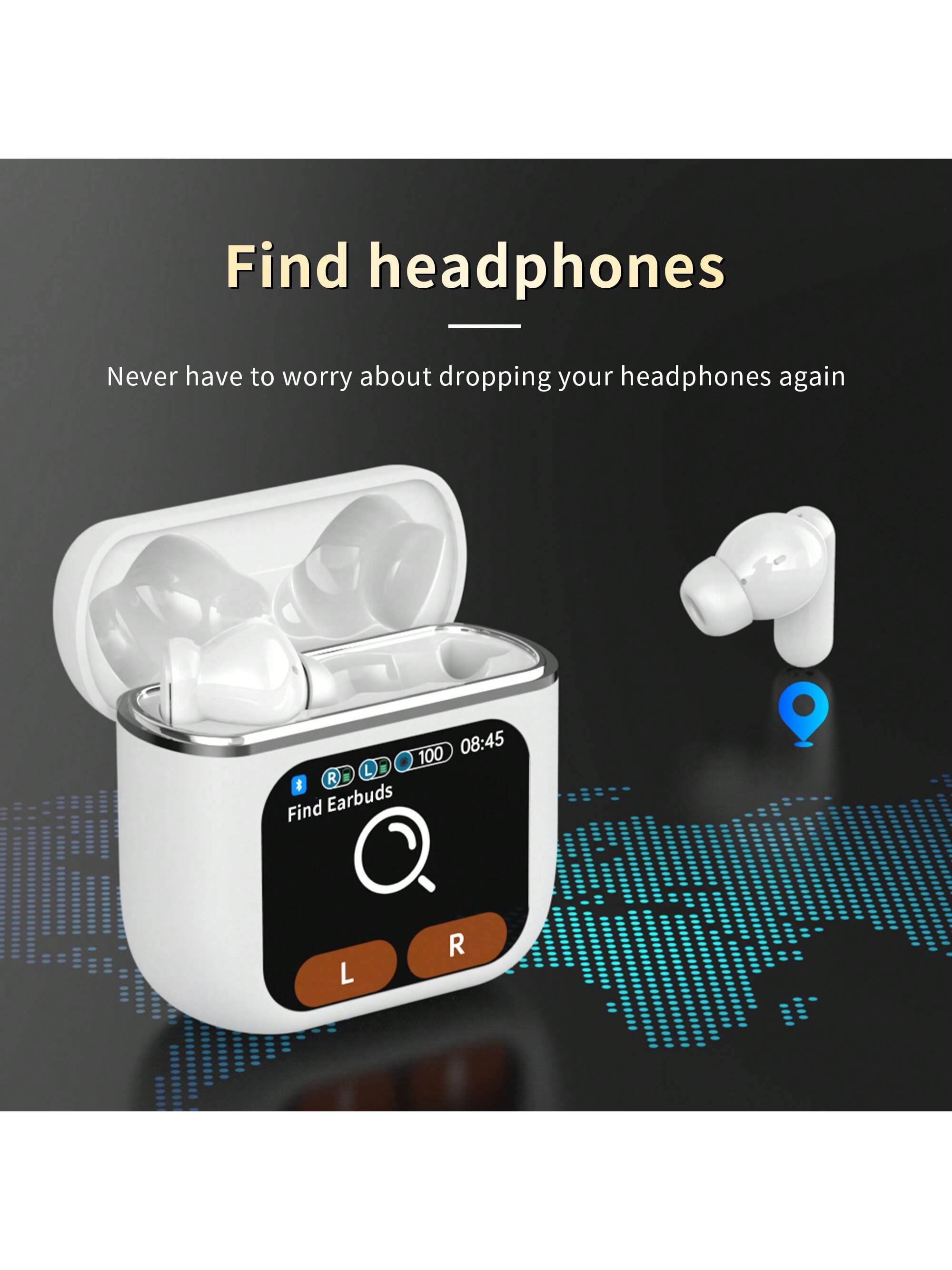 Mishcdea Smart Touch Screen Bluetooth 5.4 Wireless Earbuds In-Ear Headphones With Mic, 40H Playtime, IP4 Waterproof, Deep Bass, Touch Controls For Sports, Travel