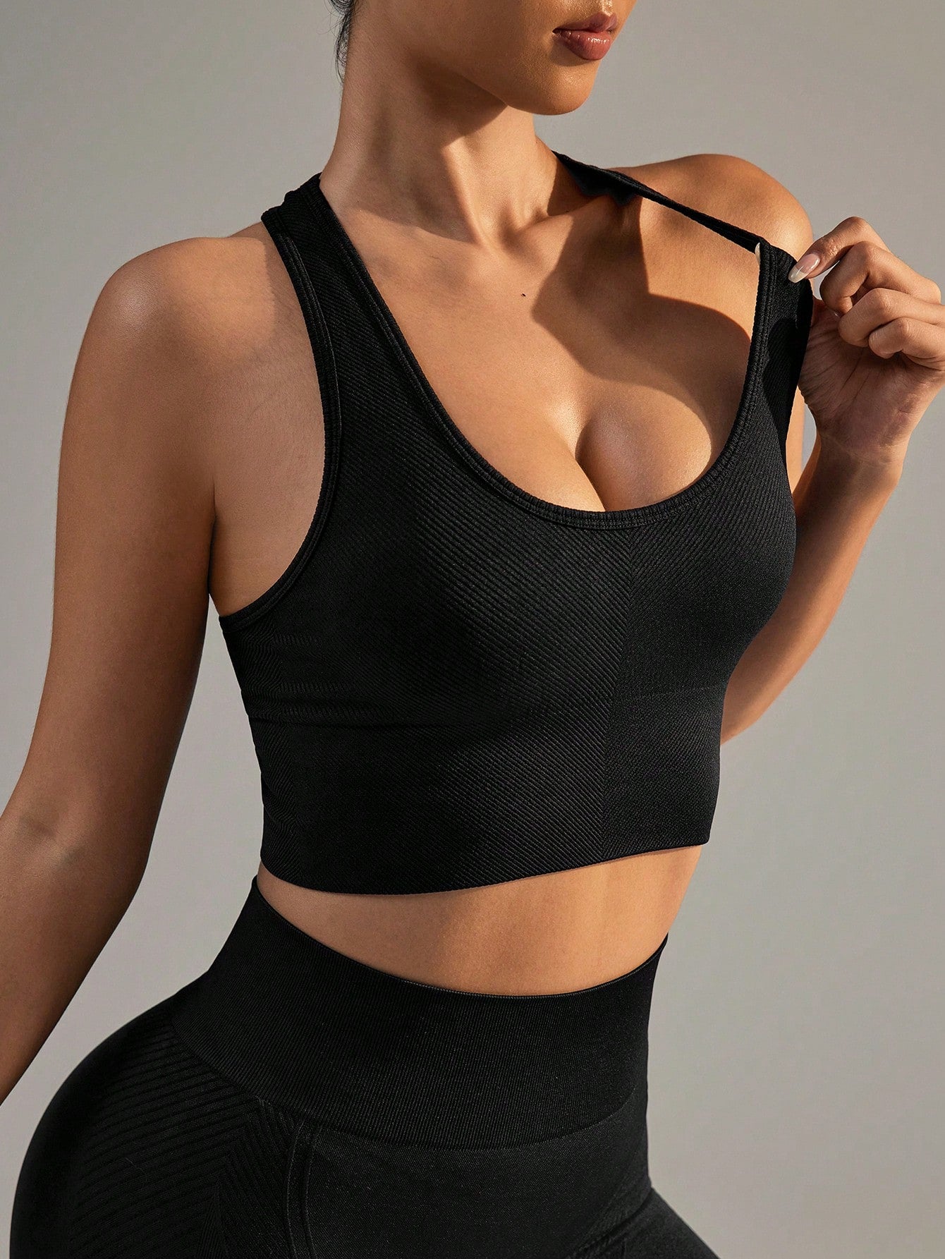 Yoga Basic Solid Color Sleeveless Simple Seamless Sports Bra, Casual Daily Wear