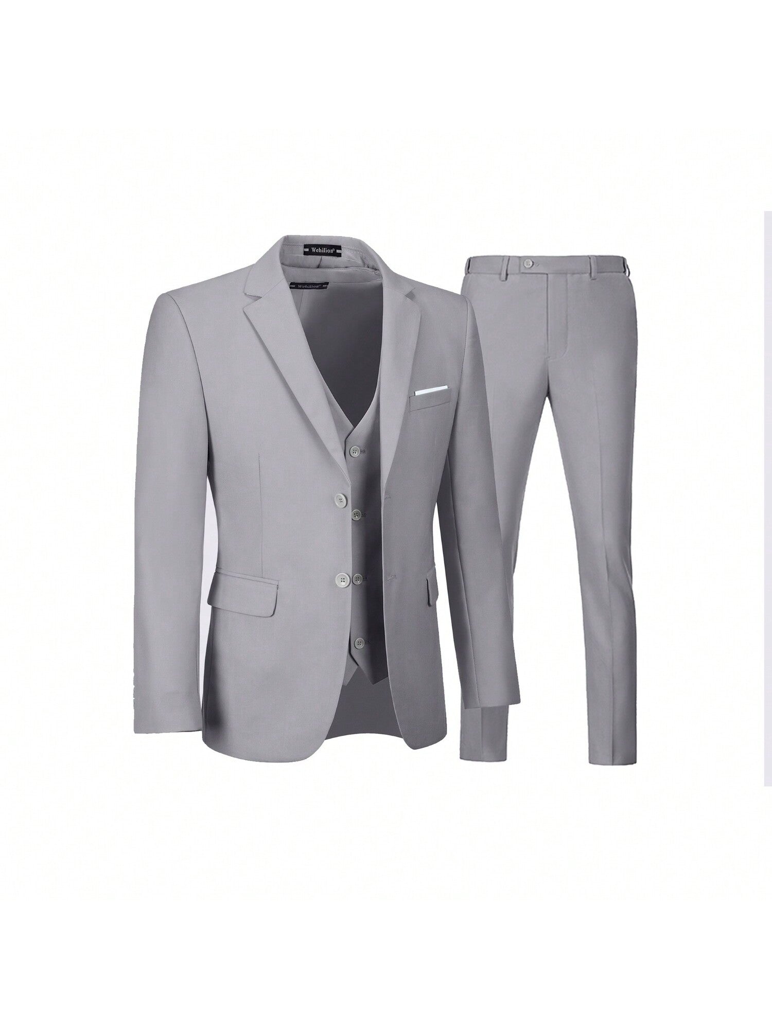 Men's 3 Piece Slim Fit Suits Solid Blazer Jacket Vest