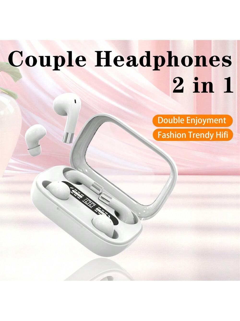 2in1 Couple Dual Headphones Sports Wireless Earphones Bluetooth 5.4 Headset Sleeping Noise Cancelling Loop HIFI Music HD Bass Earbuds