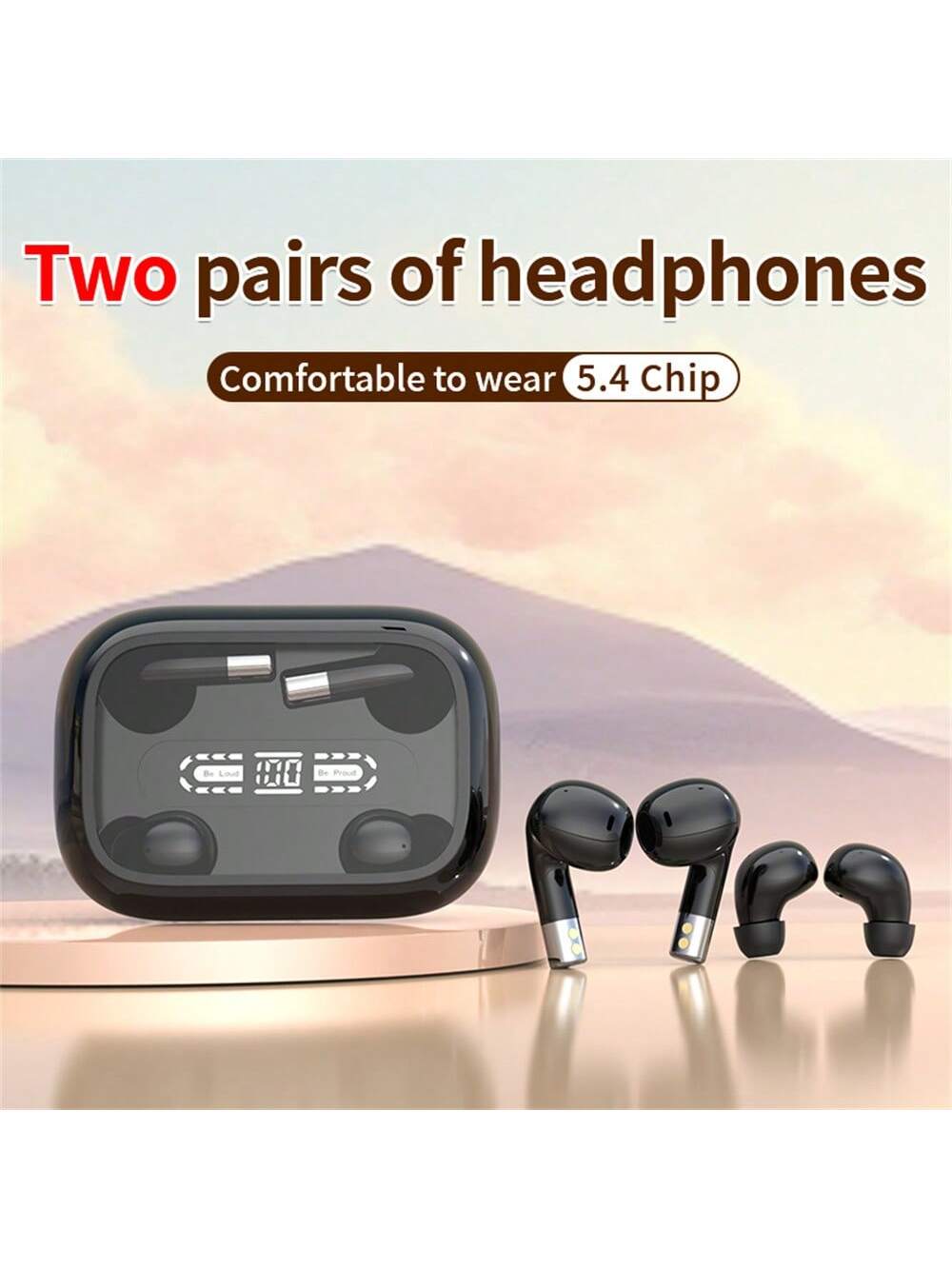 2in1 Couple Dual Headphones Sports Wireless Earphones Bluetooth 5.4 Headset Sleeping Noise Cancelling Loop HIFI Music HD Bass Earbuds