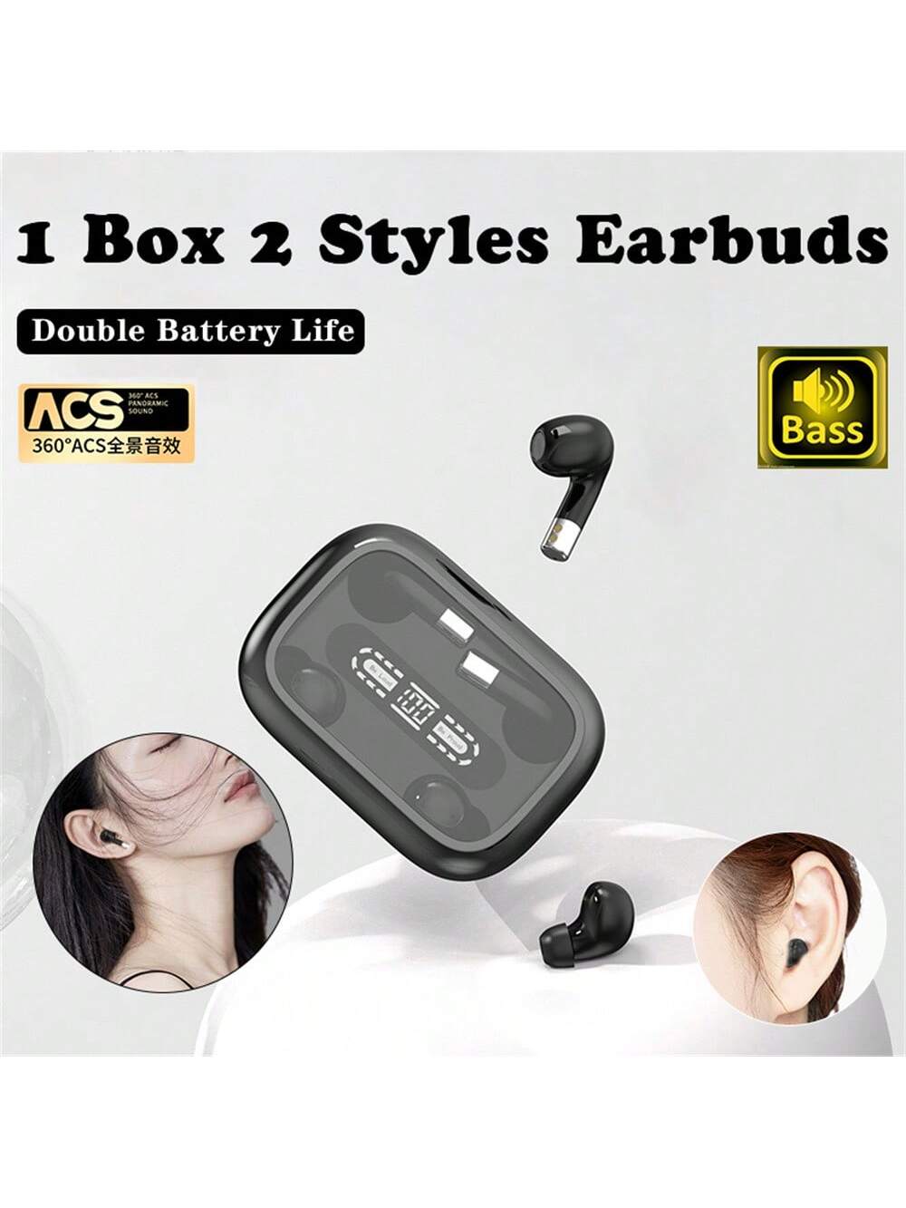 2in1 Couple Dual Headphones Sports Wireless Earphones Bluetooth 5.4 Headset Sleeping Noise Cancelling Loop HIFI Music HD Bass Earbuds