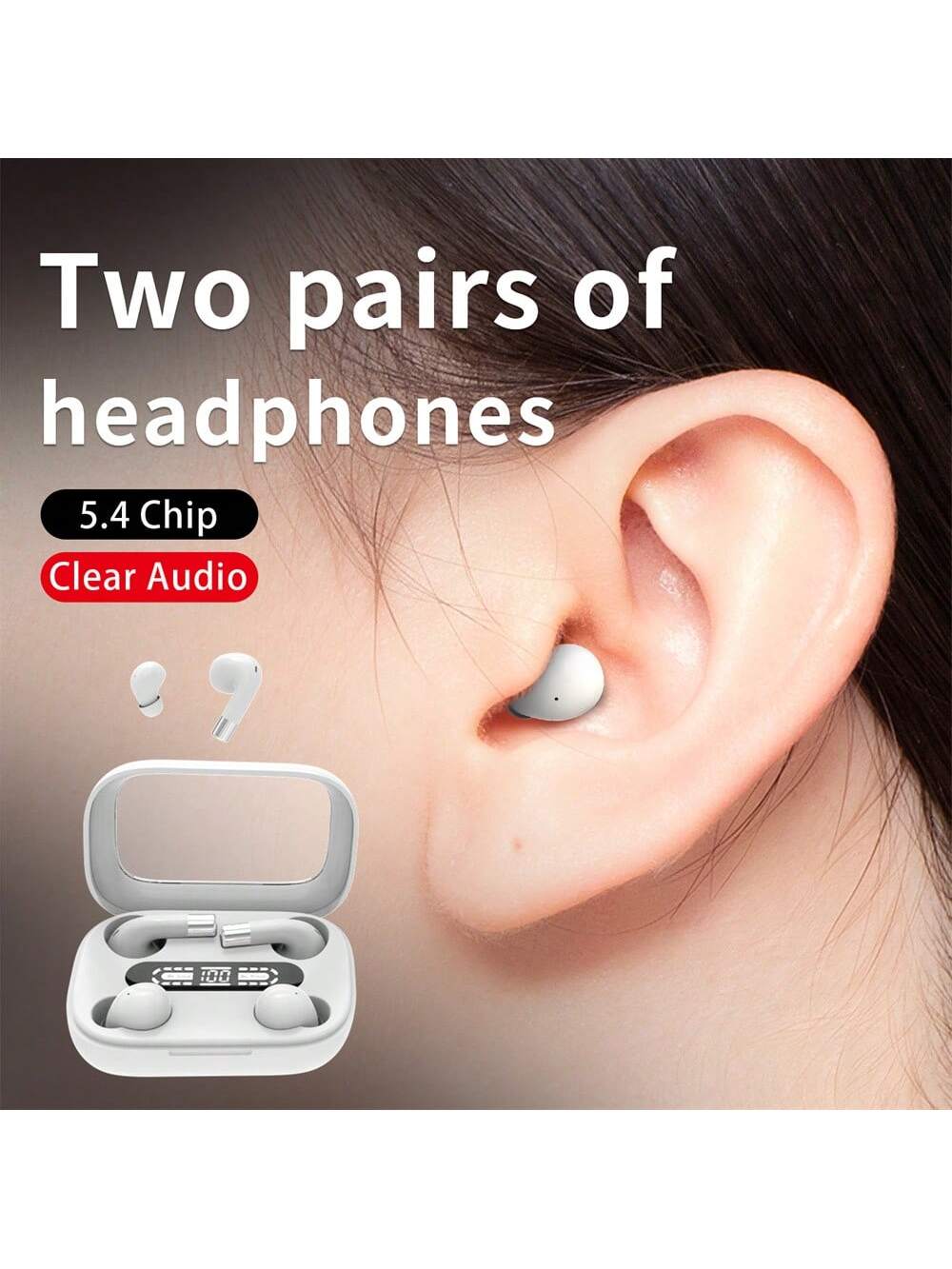 2in1 Couple Dual Headphones Sports Wireless Earphones Bluetooth 5.4 Headset Sleeping Noise Cancelling Loop HIFI Music HD Bass Earbuds