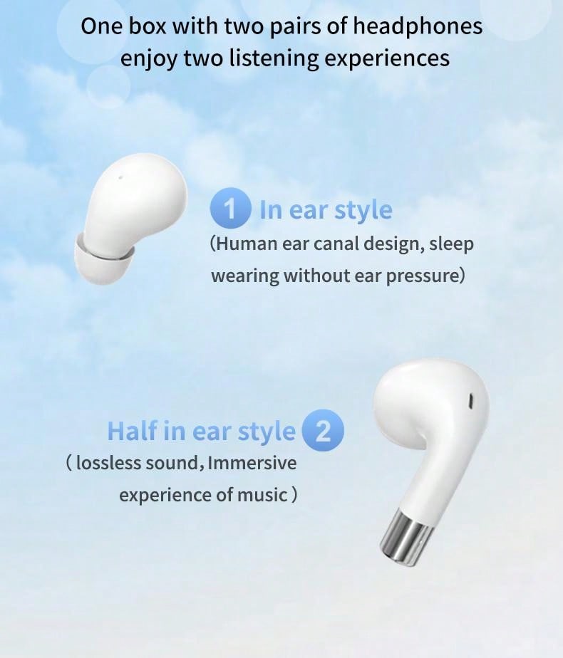 2in1 Couple Dual Headphones Sports Wireless Earphones Bluetooth 5.4 Headset Sleeping Noise Cancelling Loop HIFI Music HD Bass Earbuds