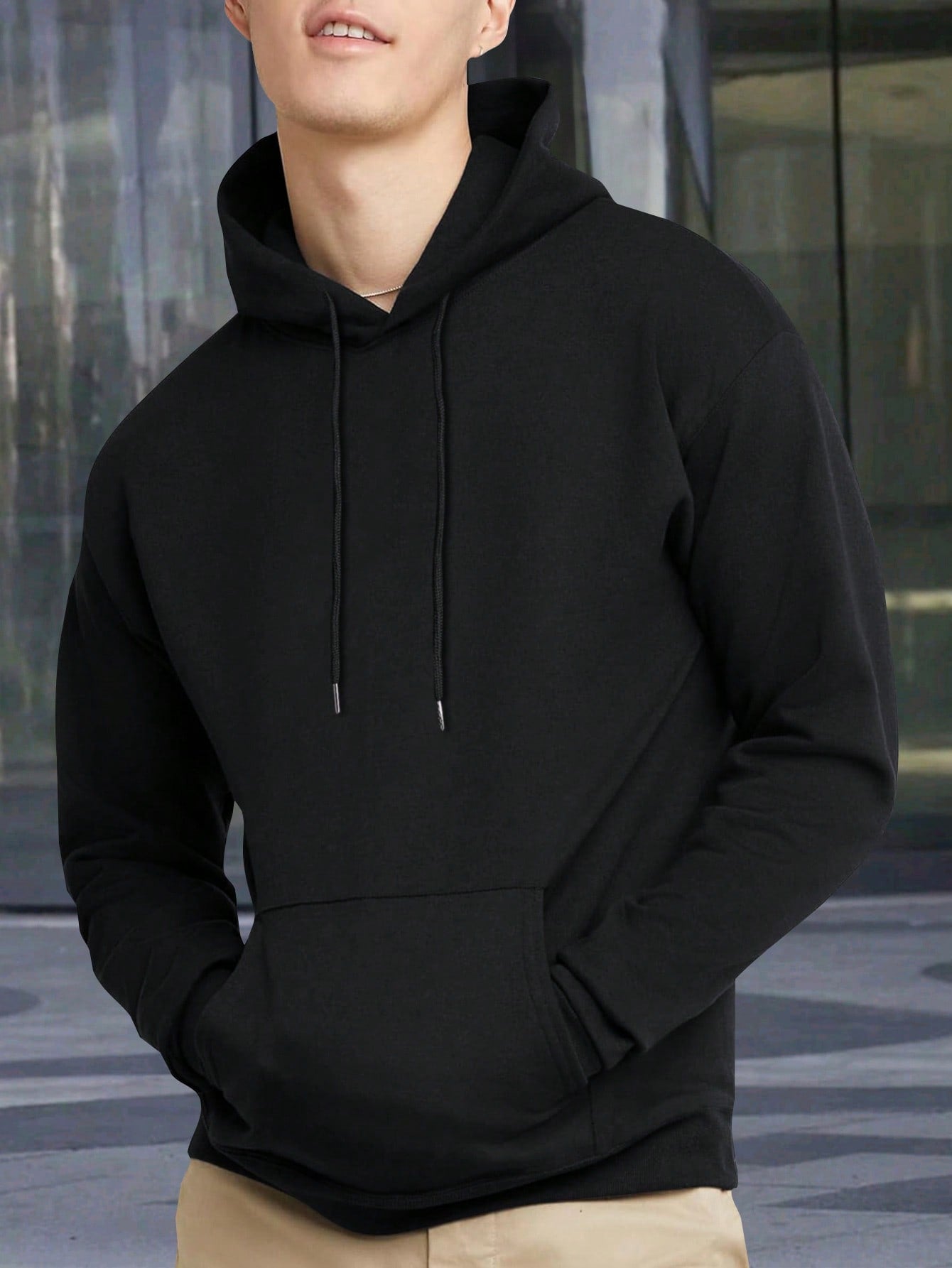 Men's Regular Fit Solid Hoodie With Pockets, Basic Casual Sportswear Pullover Jacket, Spring/Autumn