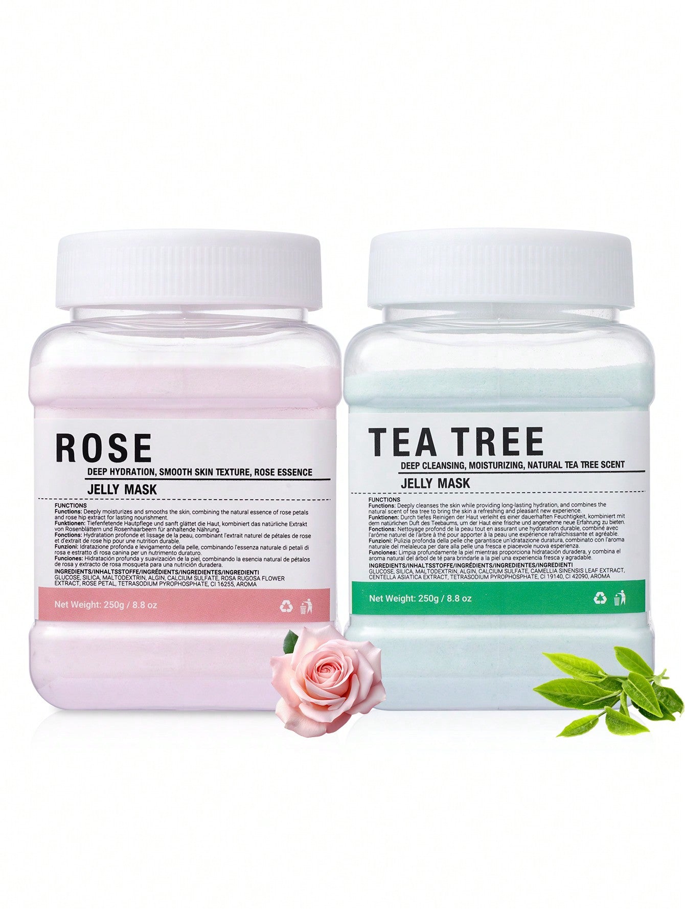 Rose/Tea Tree/Collagen Jelly Face Mask Powder - Moisturizing, Improving, And Hydrating Facial Skin Care - Natural Gel Peel Off Mask For Glowing Complexion, Perfect Gift