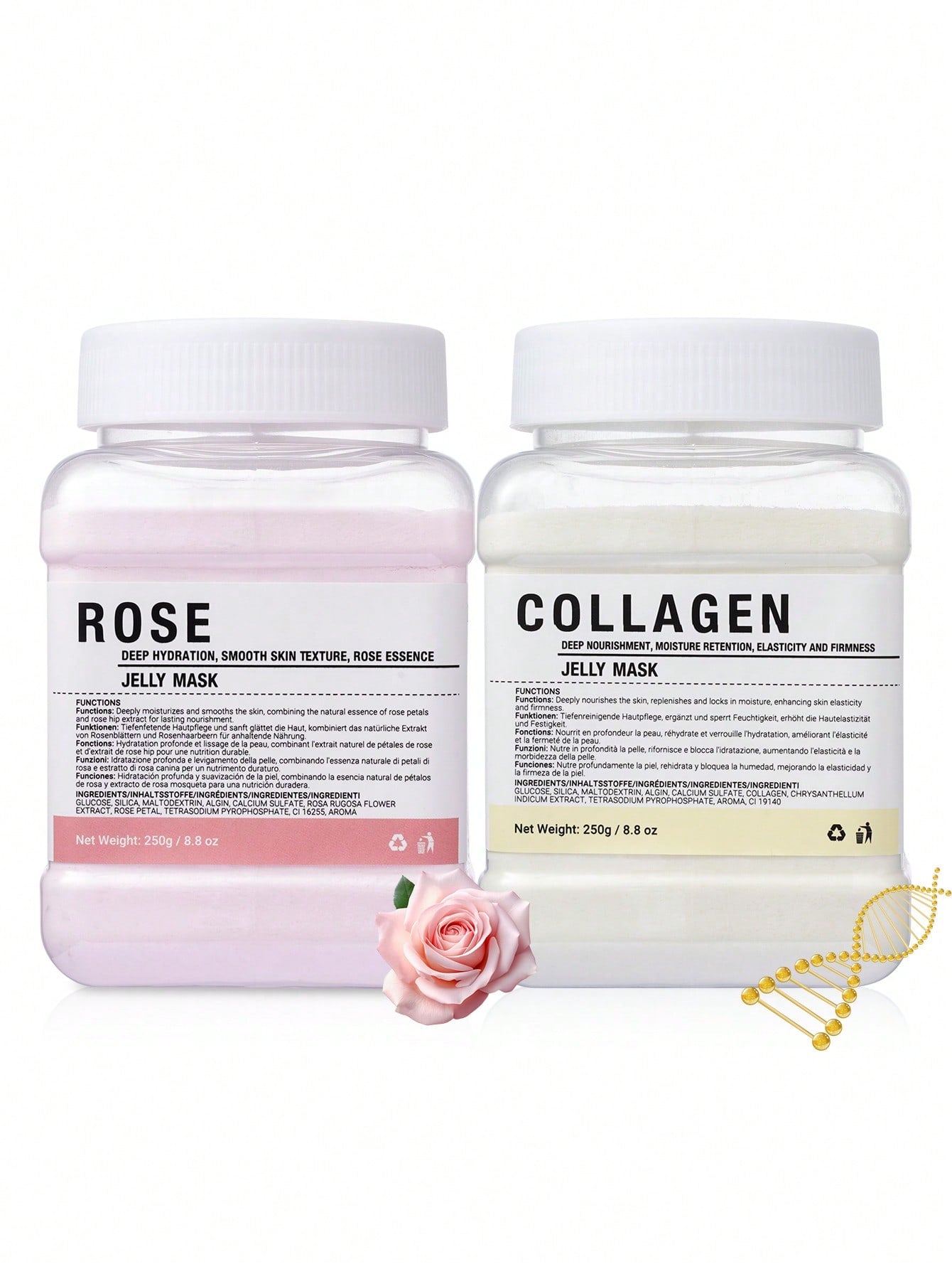 Rose/Tea Tree/Collagen Jelly Face Mask Powder - Moisturizing, Improving, And Hydrating Facial Skin Care - Natural Gel Peel Off Mask For Glowing Complexion, Perfect Gift