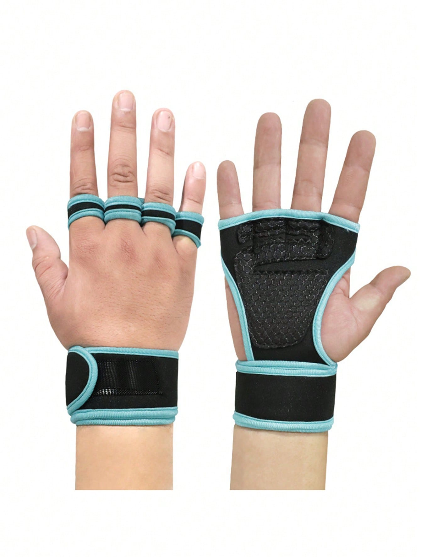 1 Pair Unisex Ventilated Gym Gloves With Wrist Wrap And Non-Slip Silicone Palms To Prevent Calluses, Workout Gloves For Strength Training, Weightlifting