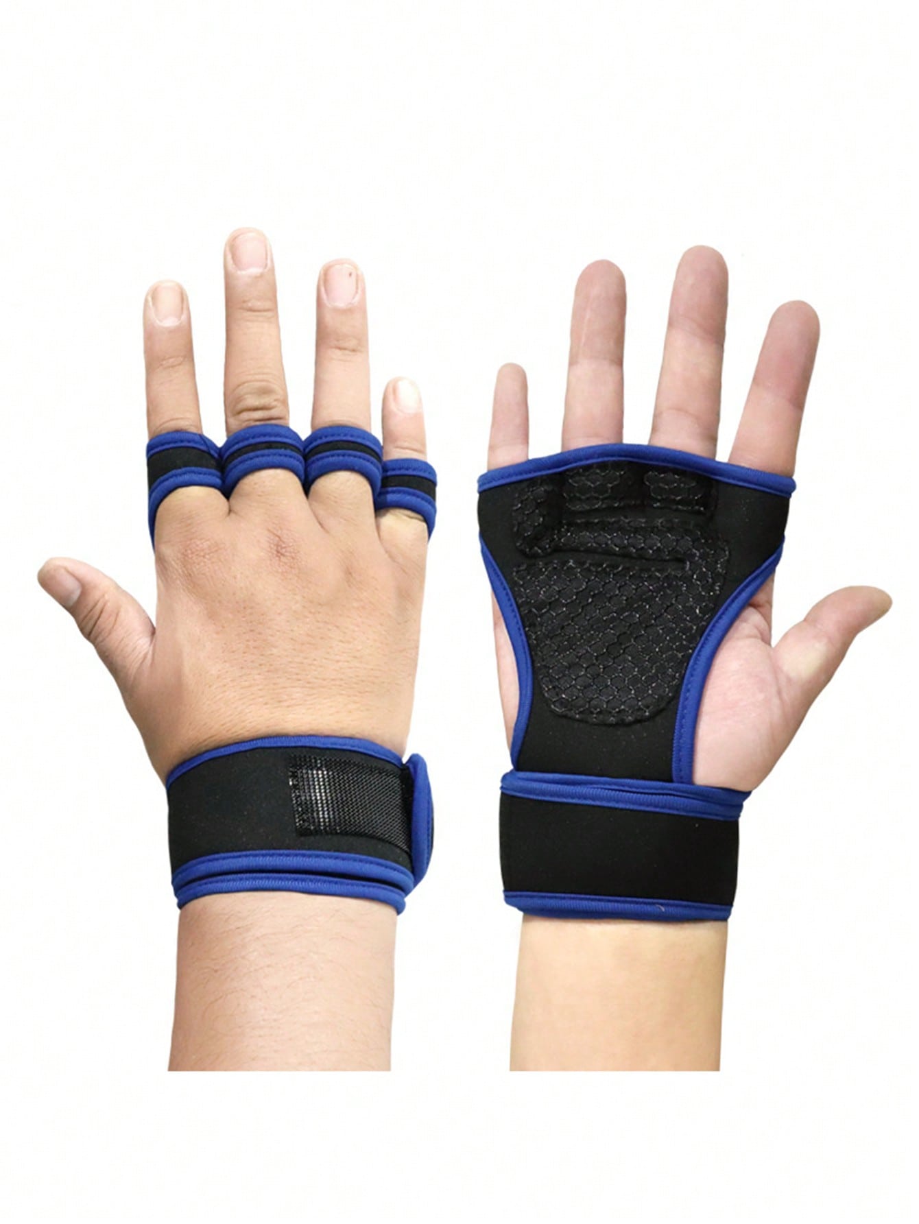 1 Pair Unisex Ventilated Gym Gloves With Wrist Wrap And Non-Slip Silicone Palms To Prevent Calluses, Workout Gloves For Strength Training, Weightlifting