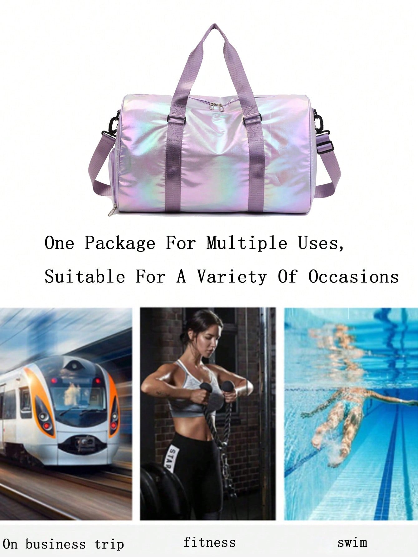 1pc Girl's Colorful Luminous Surface Travel Bag With Large Capacity For Daily Use As Handbag, Luggage, Casual Sports And Fitness Bag, Shoulder Or Crossbody Bag