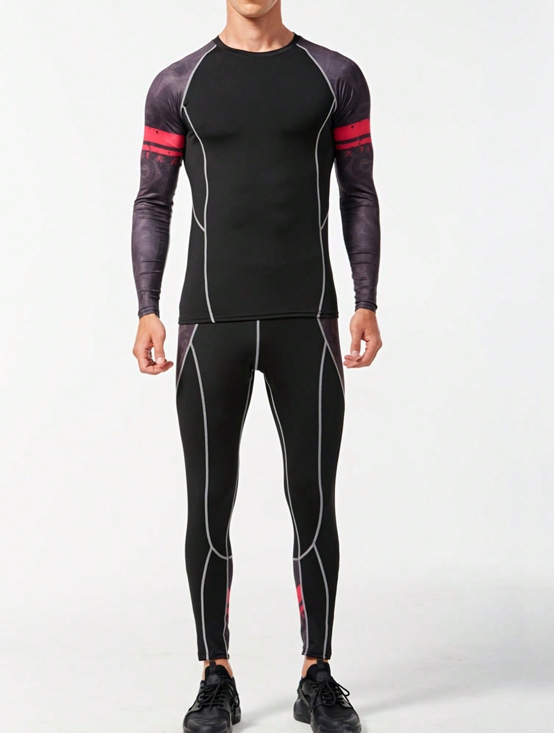 Men's Sports Fitness Suit Tights T-Shirt Quick Drying Super Elastic