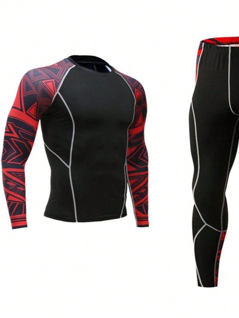 Men's Sports Fitness Suit Tights T-Shirt Quick Drying Super Elastic