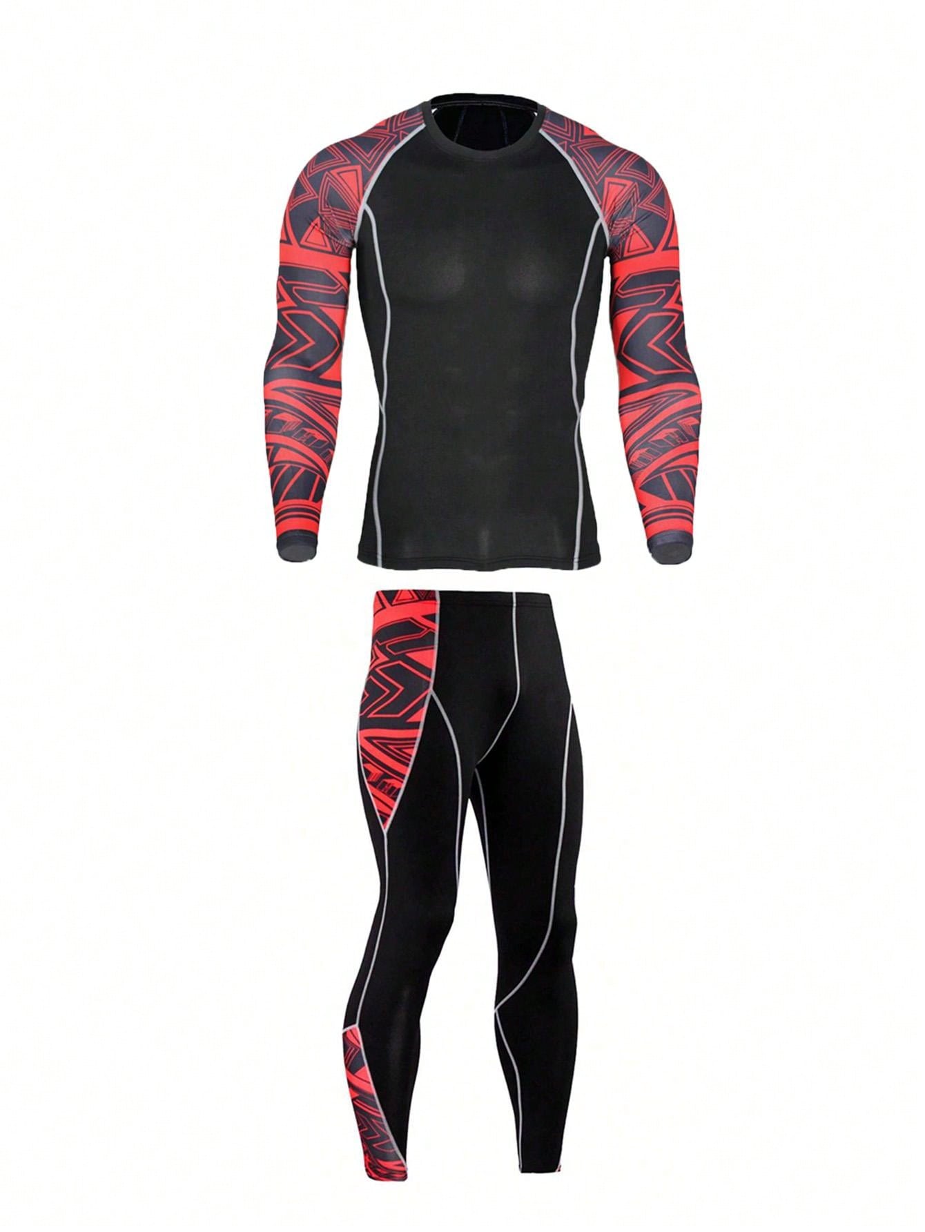 Men's Sports Fitness Suit Tights T-Shirt Quick Drying Super Elastic