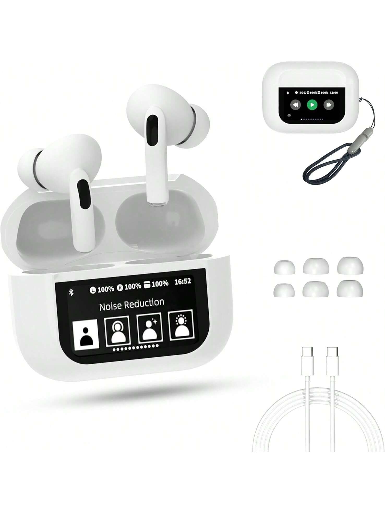 A10 Pro Wireless Bluetooth 5.4 Earbuds With HiFi Stereo, ANC ENC Noise Cancelling, Touch Screen, Waterproof Sports Headphones With HD Mic, 36Hrs Playtime For IOS/Android