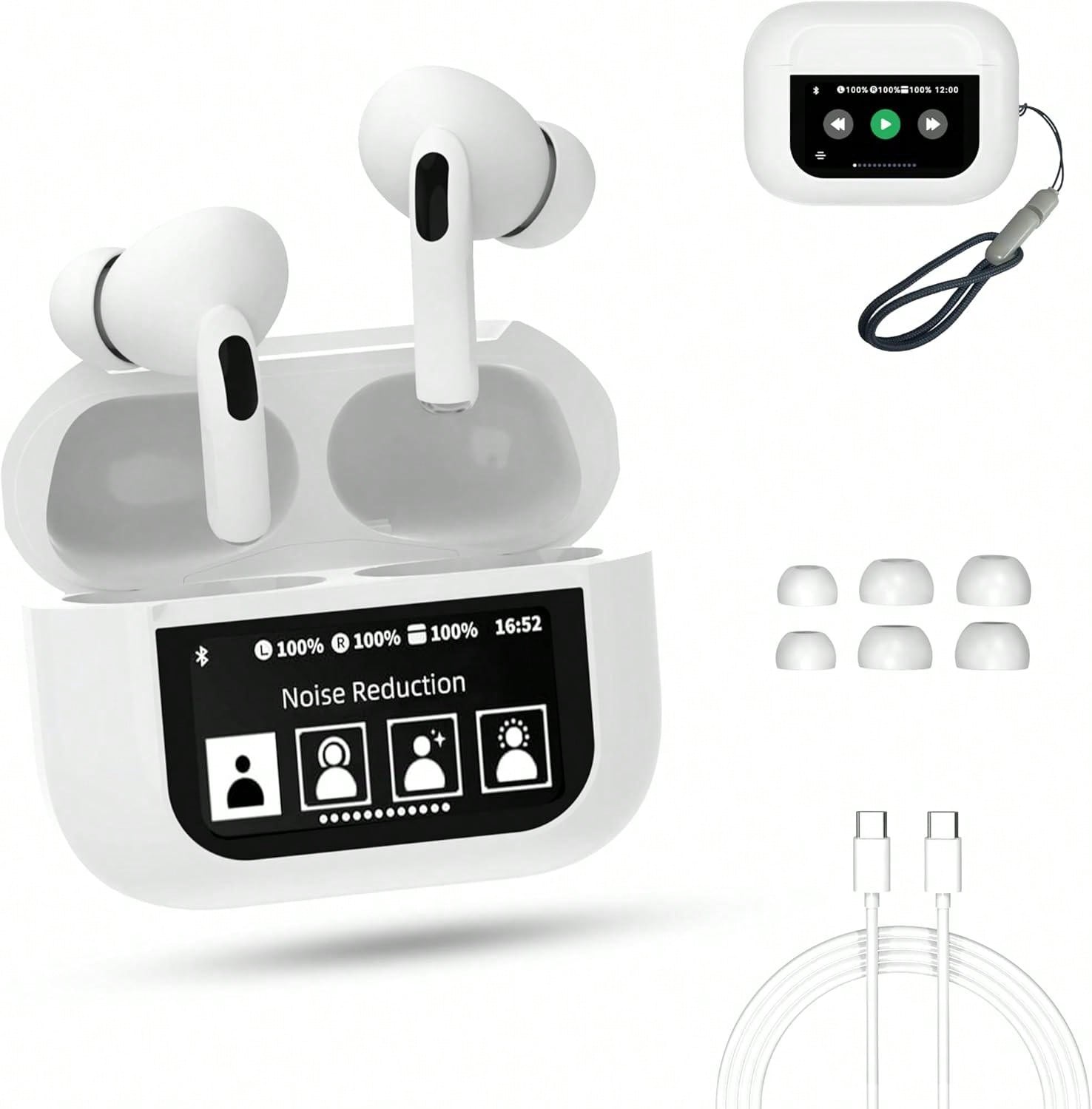 A10 Pro Wireless Bluetooth 5.4 Earbuds With HiFi Stereo, ANC ENC Noise Cancelling, Touch Screen, Waterproof Sports Headphones With HD Mic, 36Hrs Playtime For IOS/Android